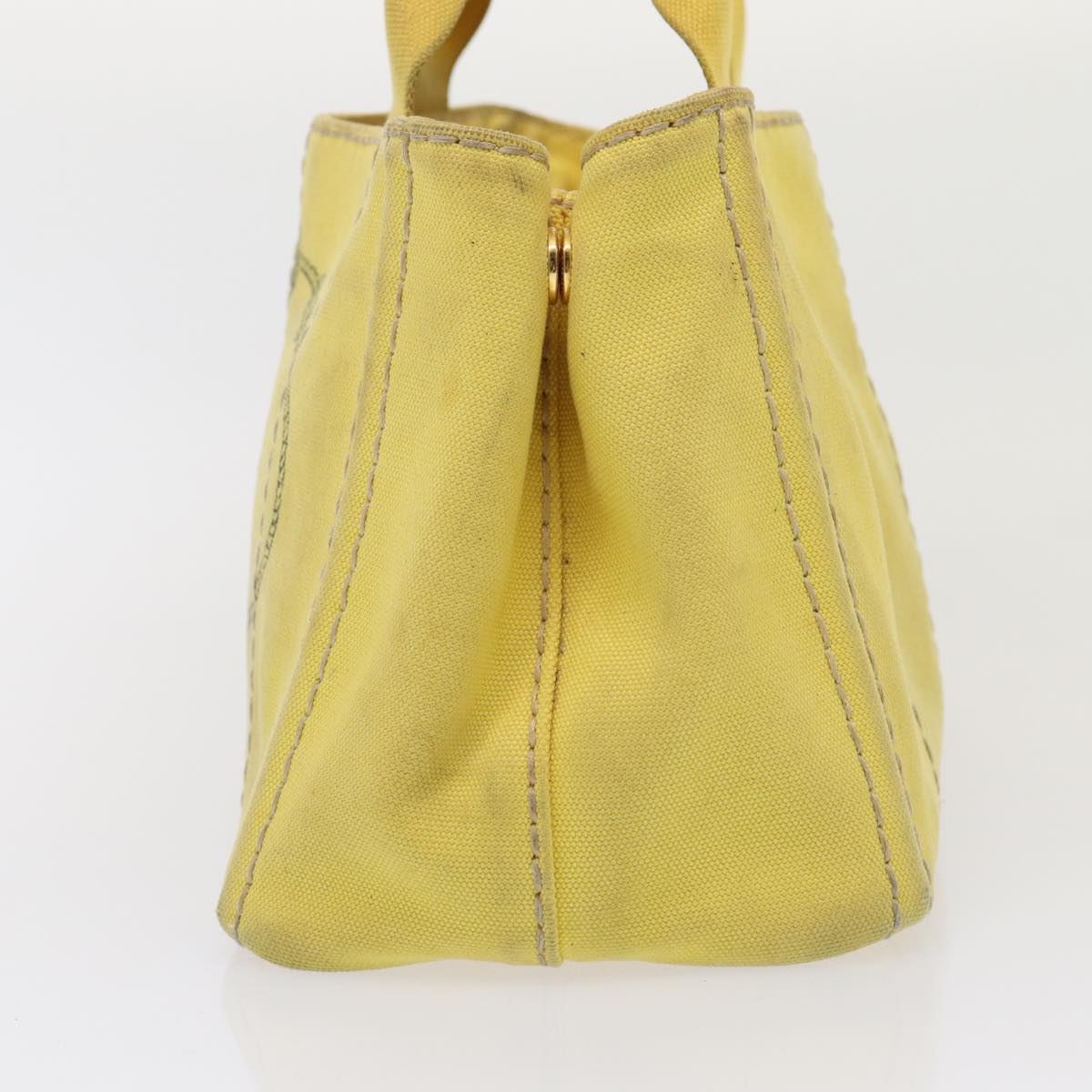 Luxury PradaCanapa PM Hand Bag Canvas 2way Yellow 79532