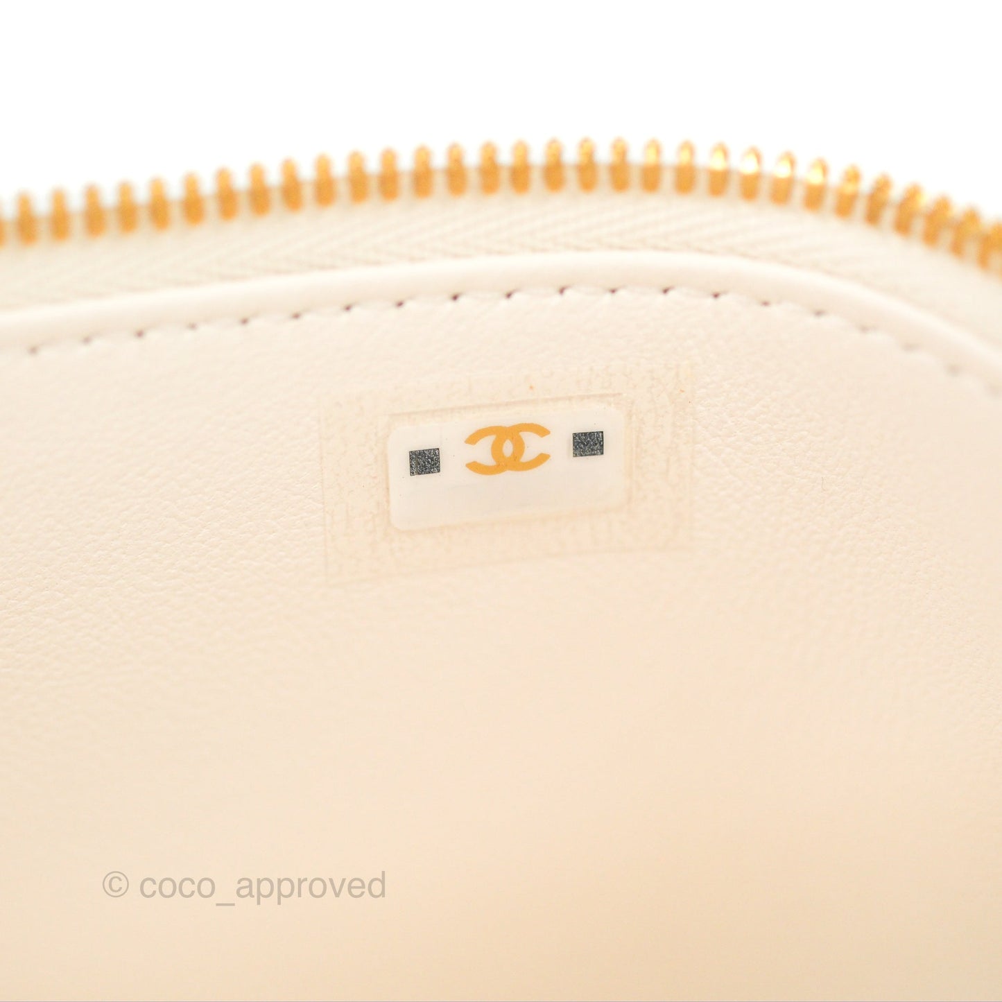 Chanel Vanity with COCO Heart Chain White Lambskin Aged Gold Hardware