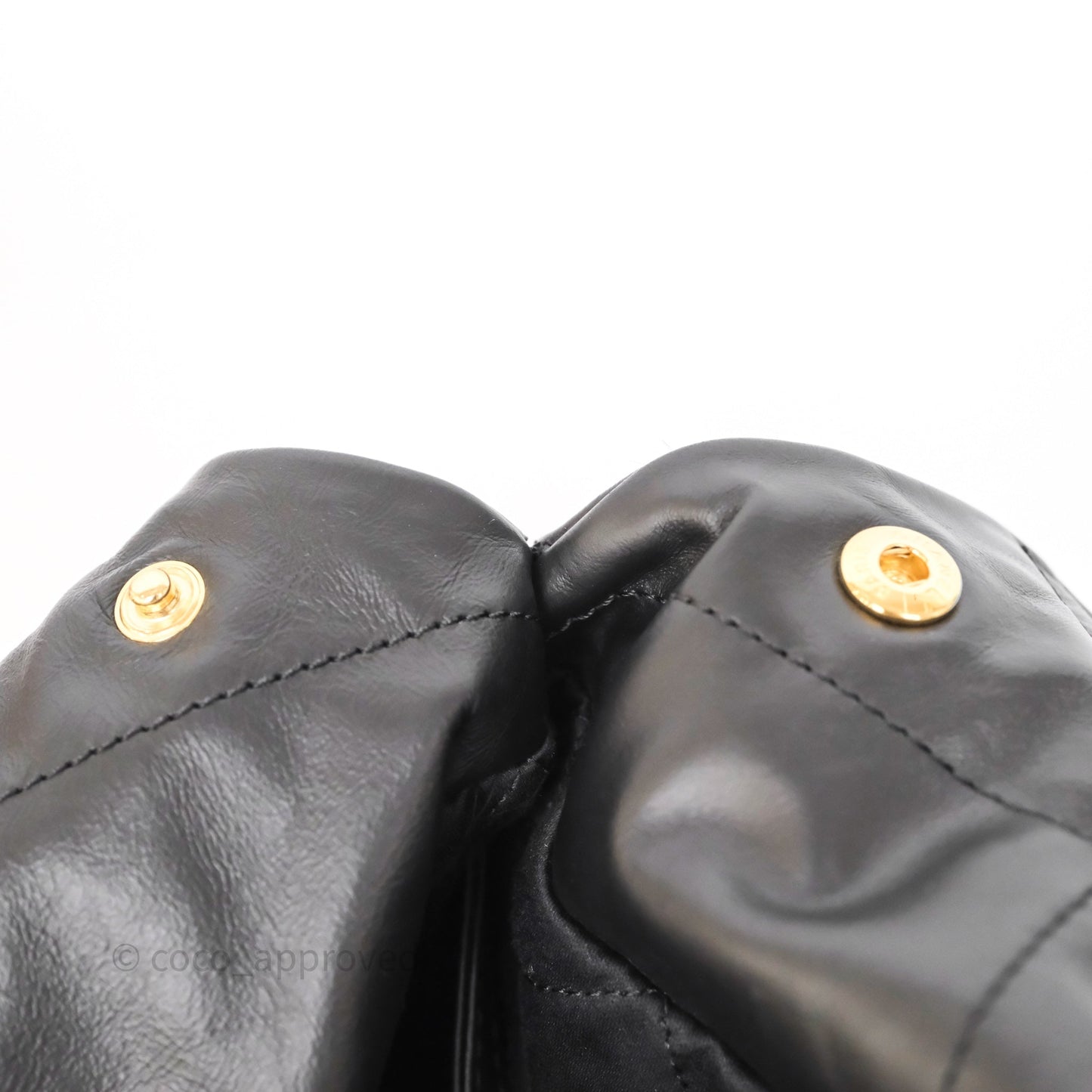 Chanel 22 Medium Black Crumpled Calfskin Aged Gold Hardware