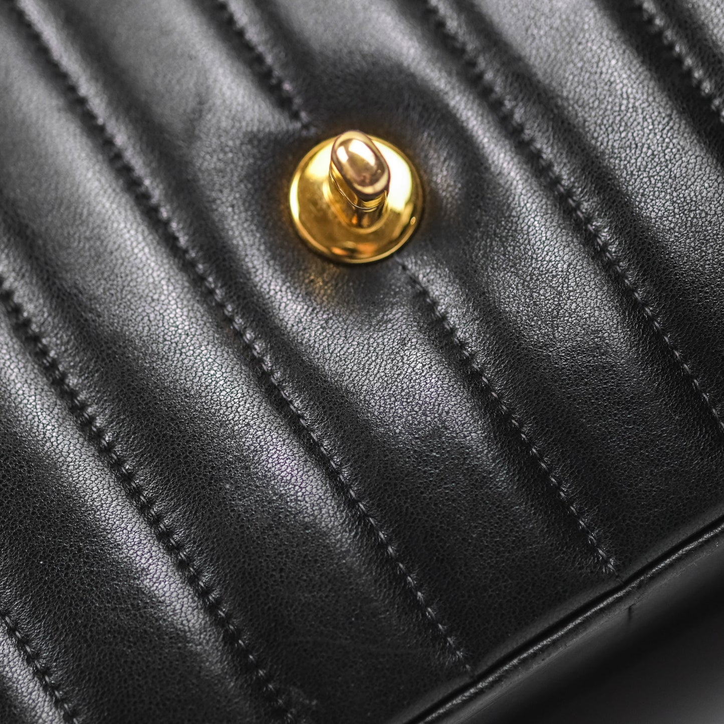 Chanel Vintage Chevron Envelope Flap Bag Black Lambskin 24K Gold Hardware