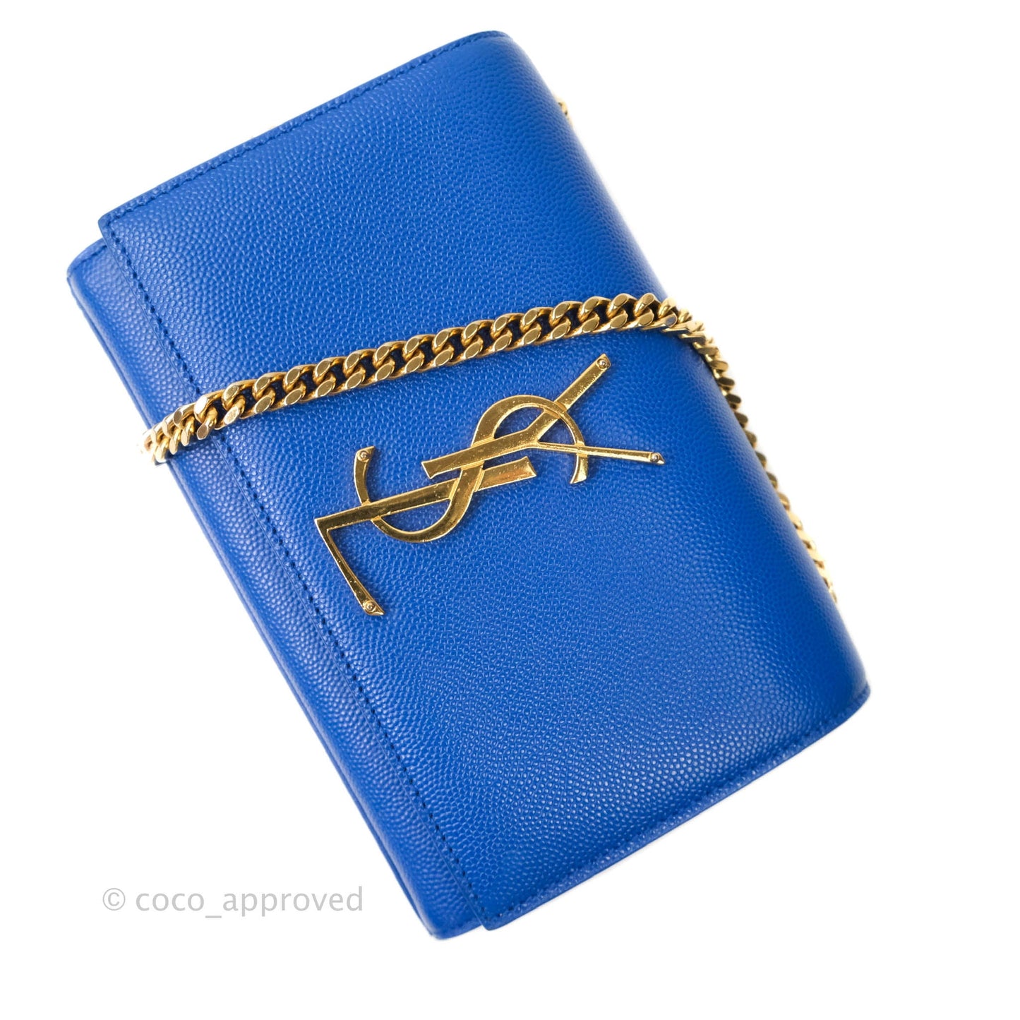 Saint Laurent Classic Kate Original Small Blue Grained Calfskin Gold Hardware