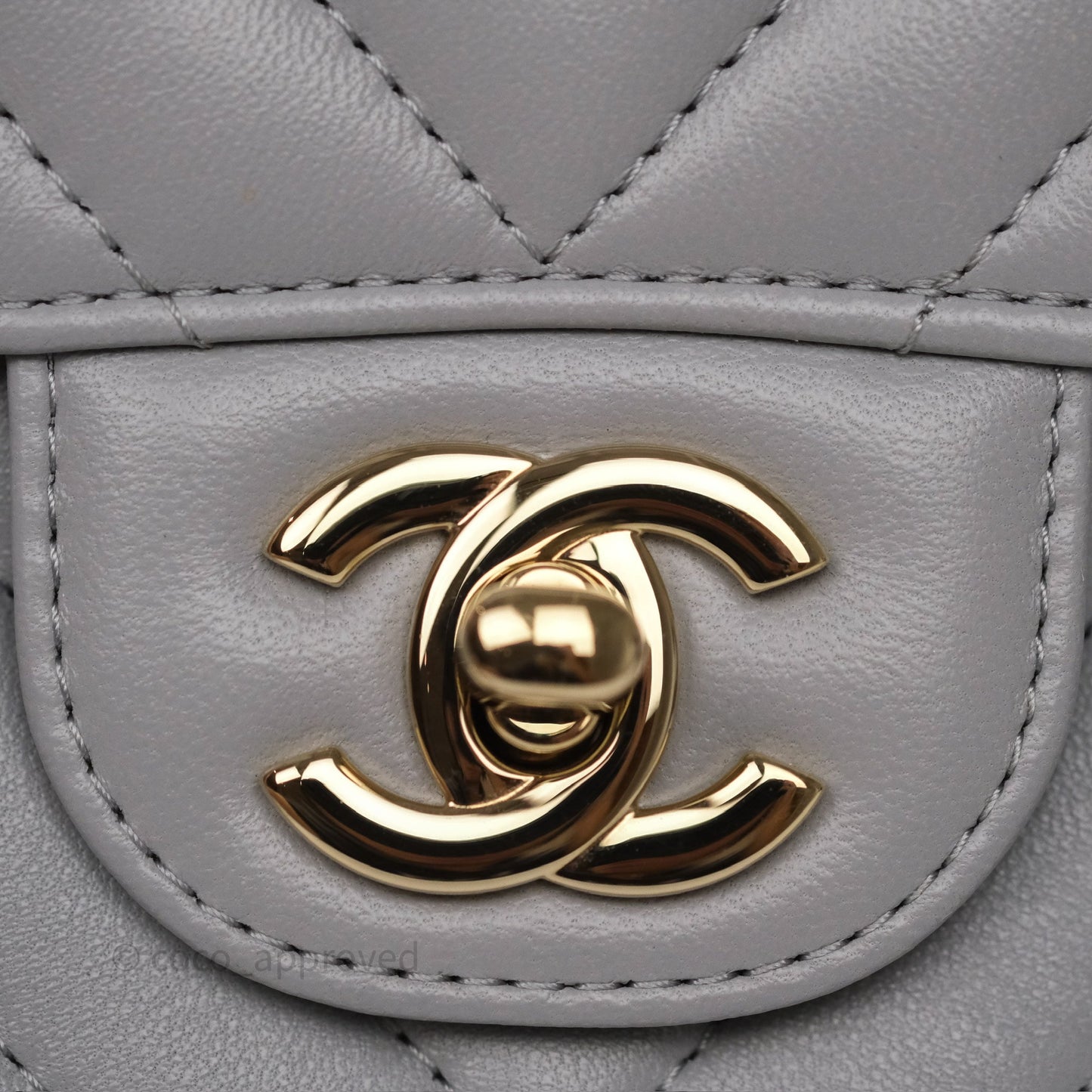 Chanel Mini Square Flap Chevron Grey Lambskin Gold Hardware