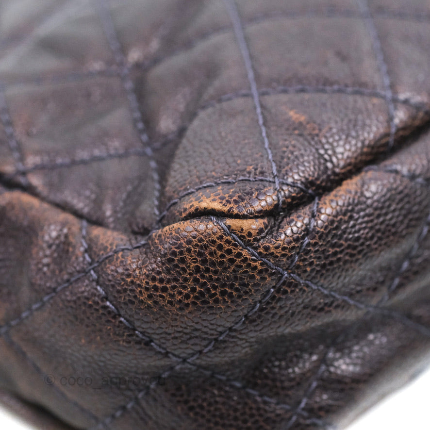 Chanel Jumbo Easy Flap Bag Caviar Dark Purple Ruthenium Hardware