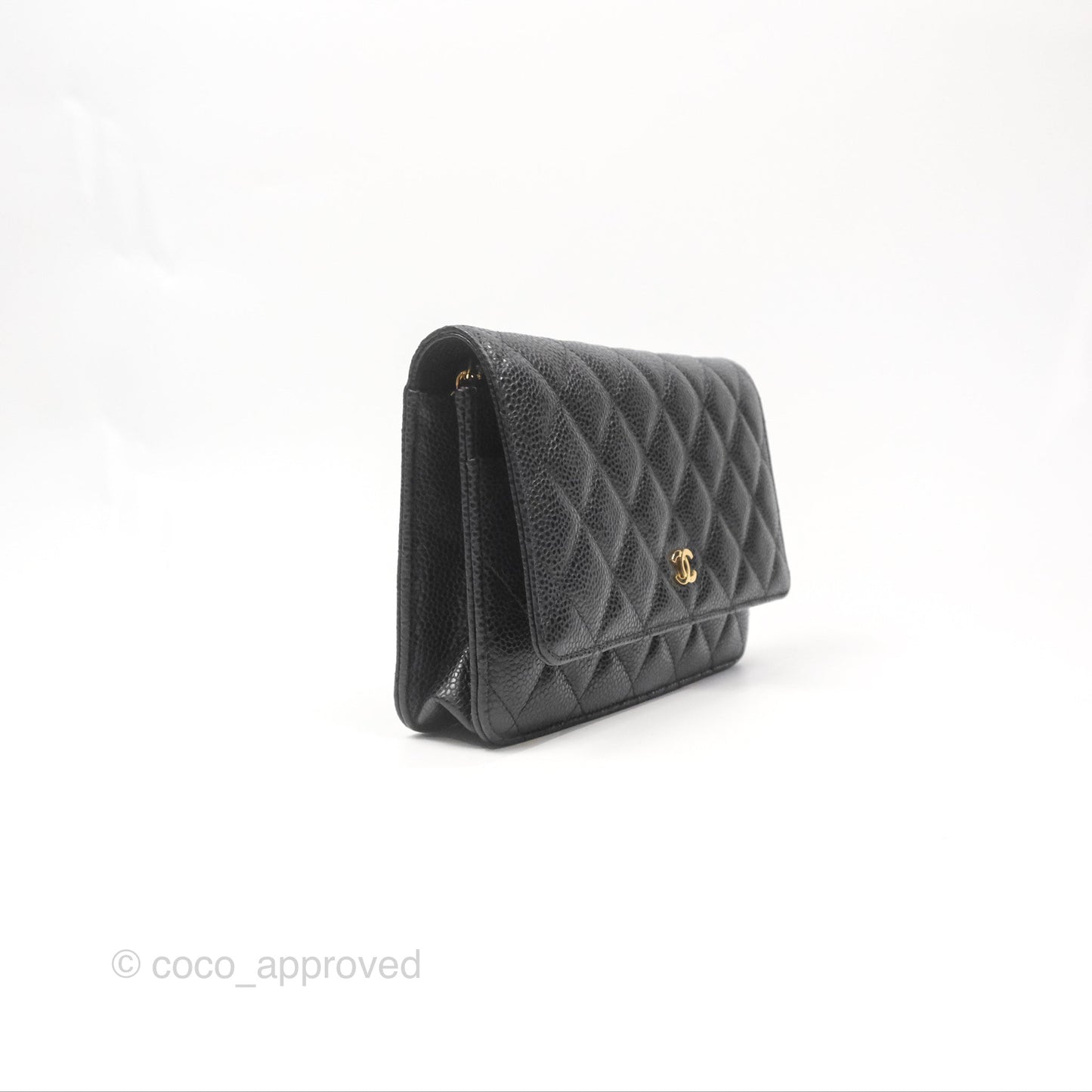 Chanel Classic Wallet On Chain WOC Quilted Black Caviar Gold Hardware