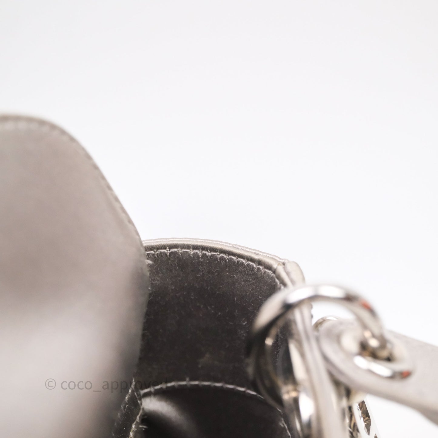 Christian Dior Mini Lady Dior Bag Grey Strass Cannage Satin Silver Hardware