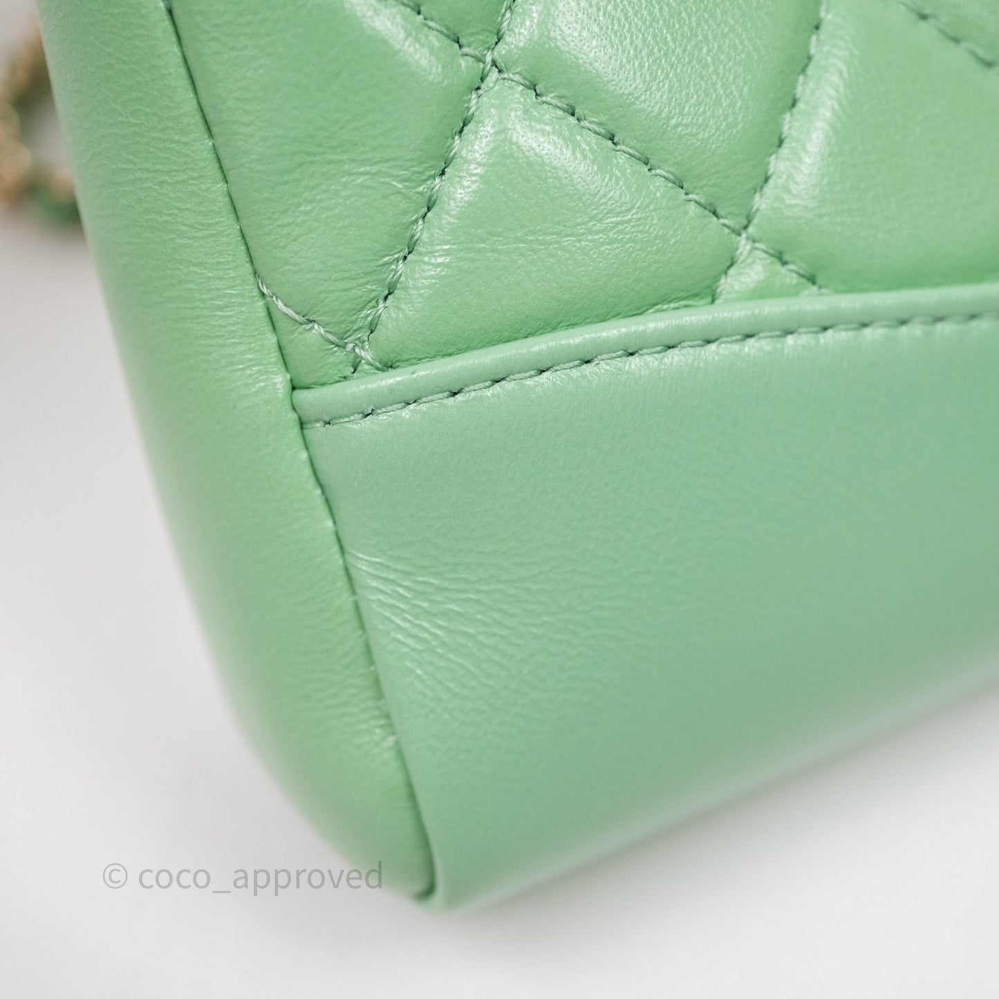 Chanel Mini 31 Green Shiny Lambskin Gold Hardware