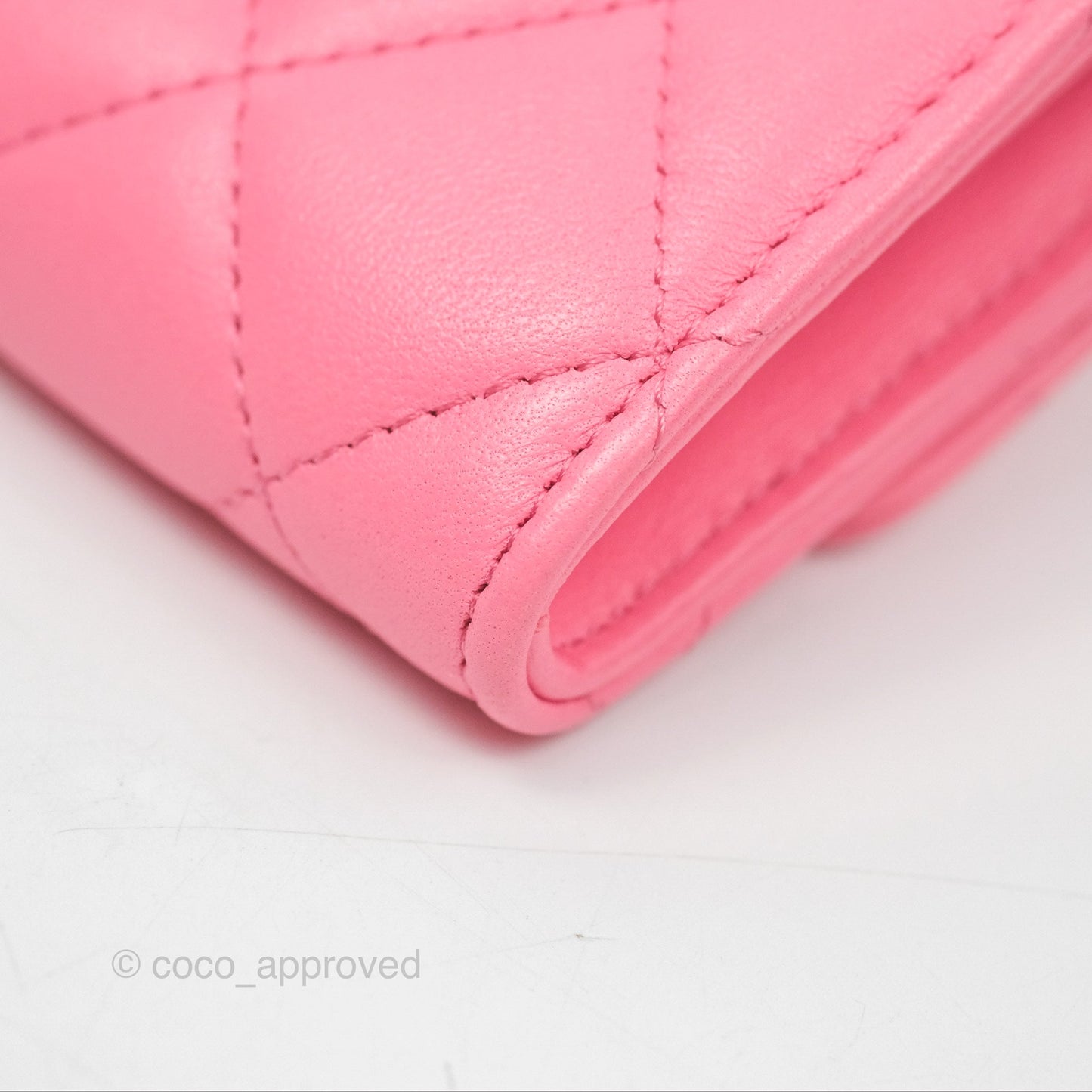 Chanel Pearl Crush Mini Clutch With Chain Pink Lambskin Aged Gold Hardware