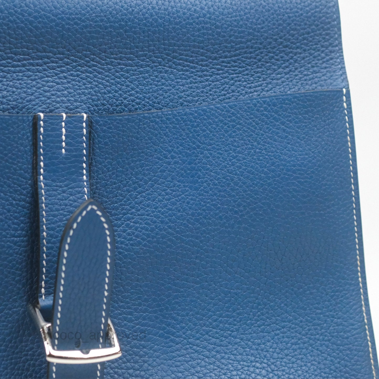 Hermès Halzan 31 Deep Blue S4 Clemence Palladium Hardware