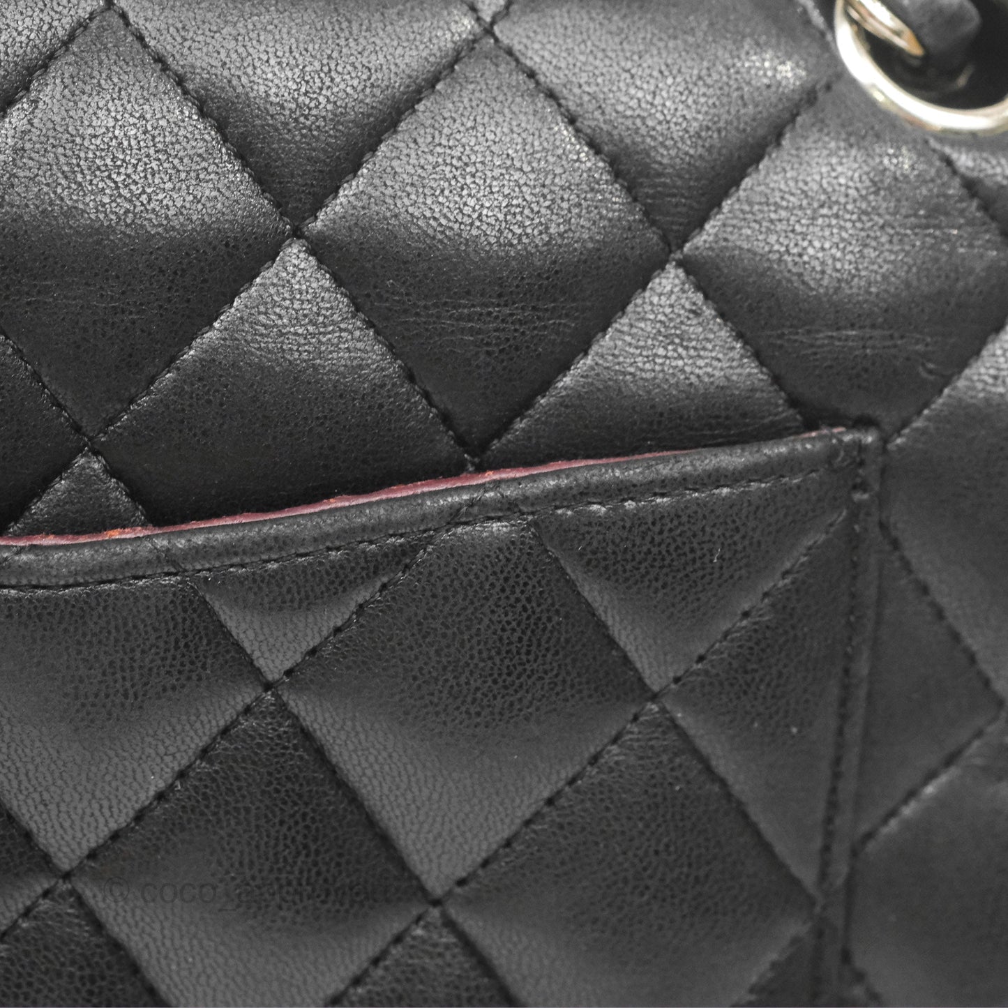Chanel Classic M/L Medium Flap Quilted Black Lambskin Silver Hardware