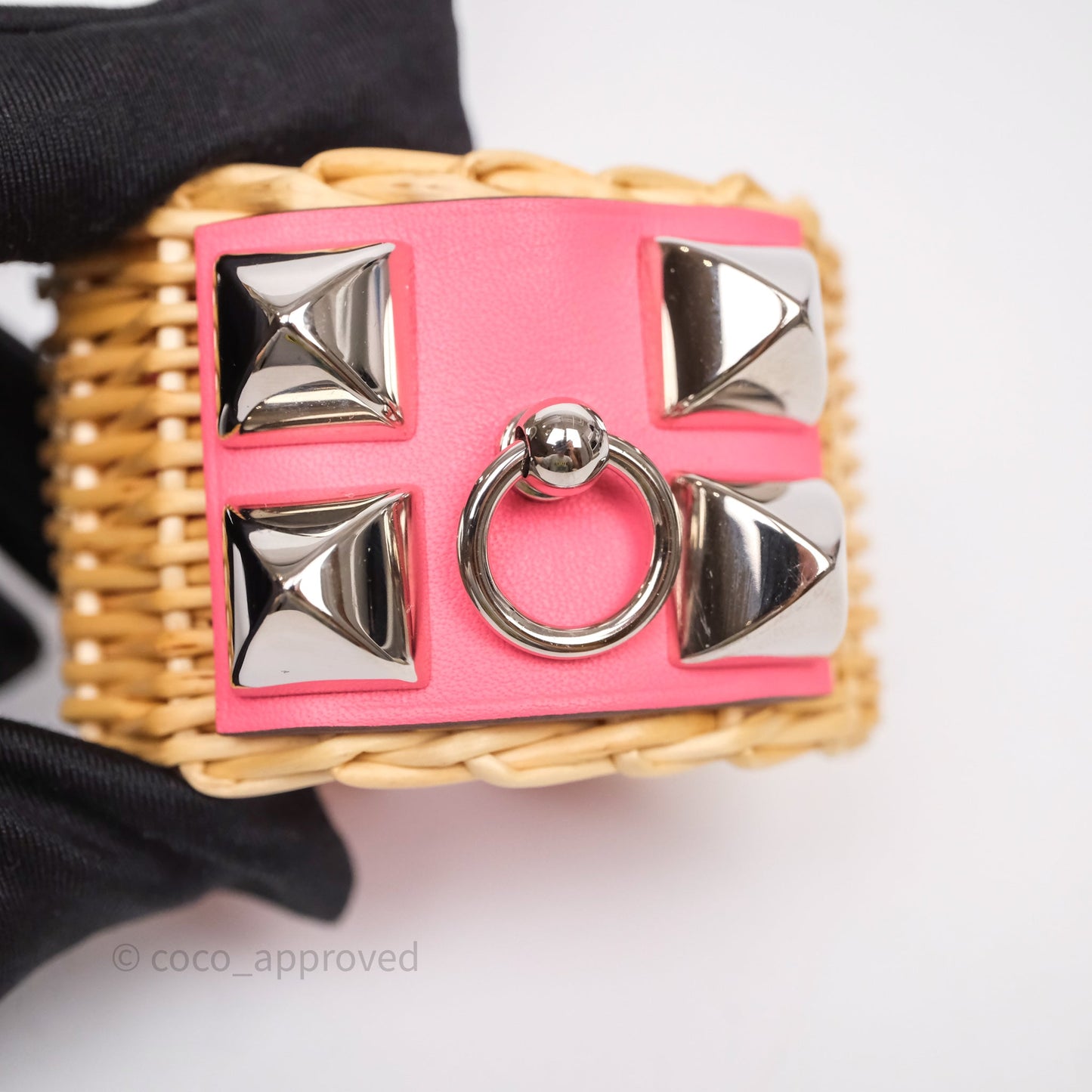 Hermès Medor Picnic Cuff Bracelet Rose Azalée Palladium Hardware