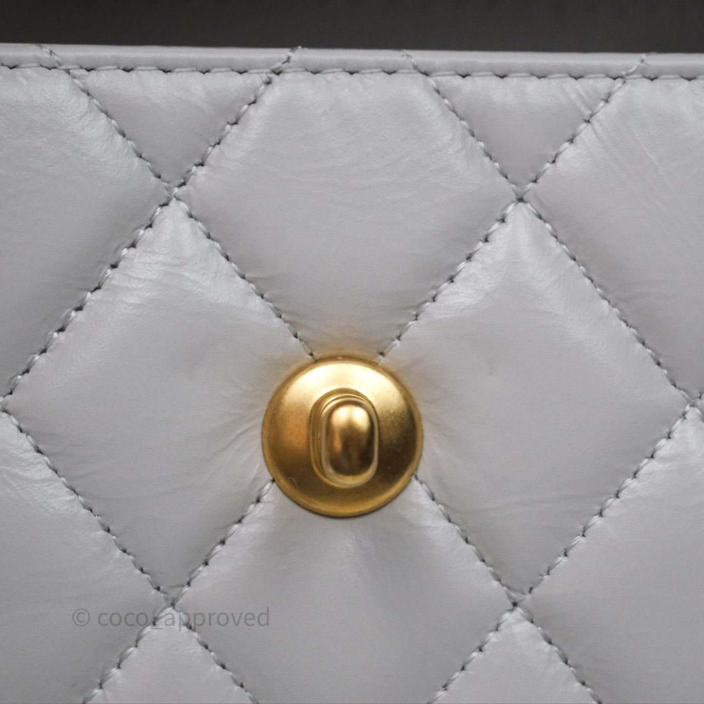 Chanel Kelly Bag Quilted Light Grey Shiny Calfskin Aged Gold Hardware