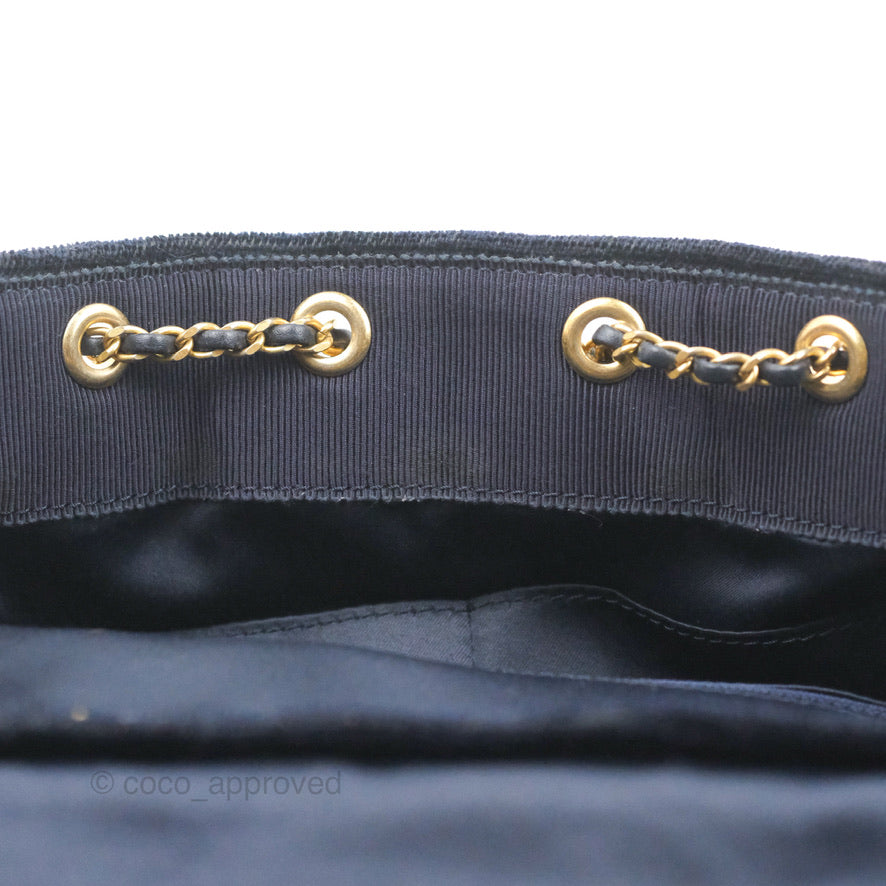 Chanel Parisian Stroll Backpack Wool Velvet Navy