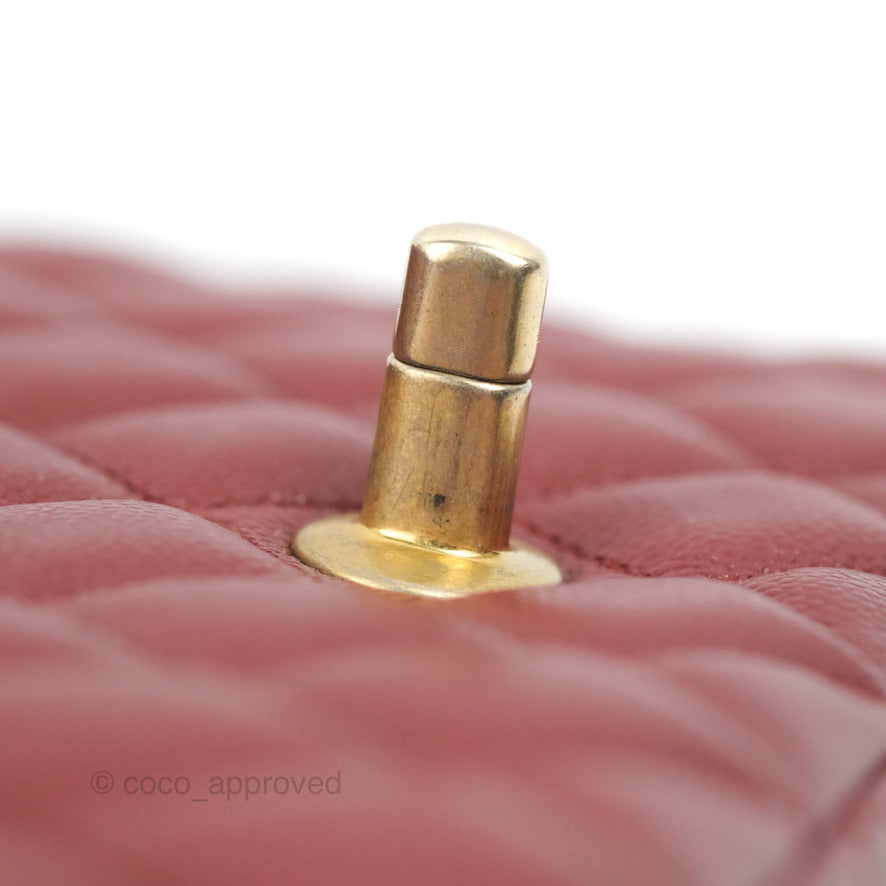 Chanel Classic Quilted Mini Rectangular Flap Iridescent Burgundy Caviar Aged Gold Hardware
