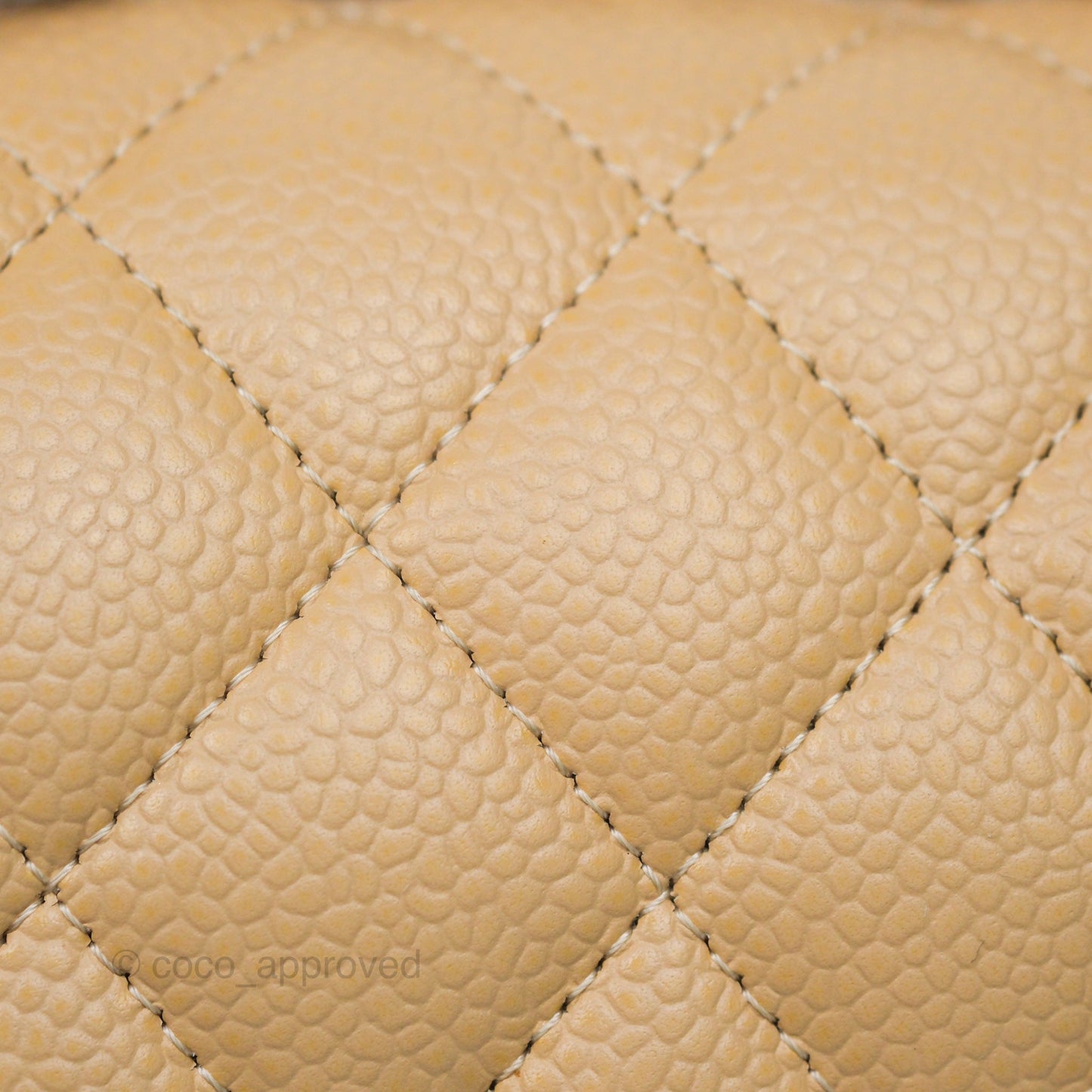 Chanel M/L Medium Classic Flap Quilted Beige Caviar Gold Hardware
