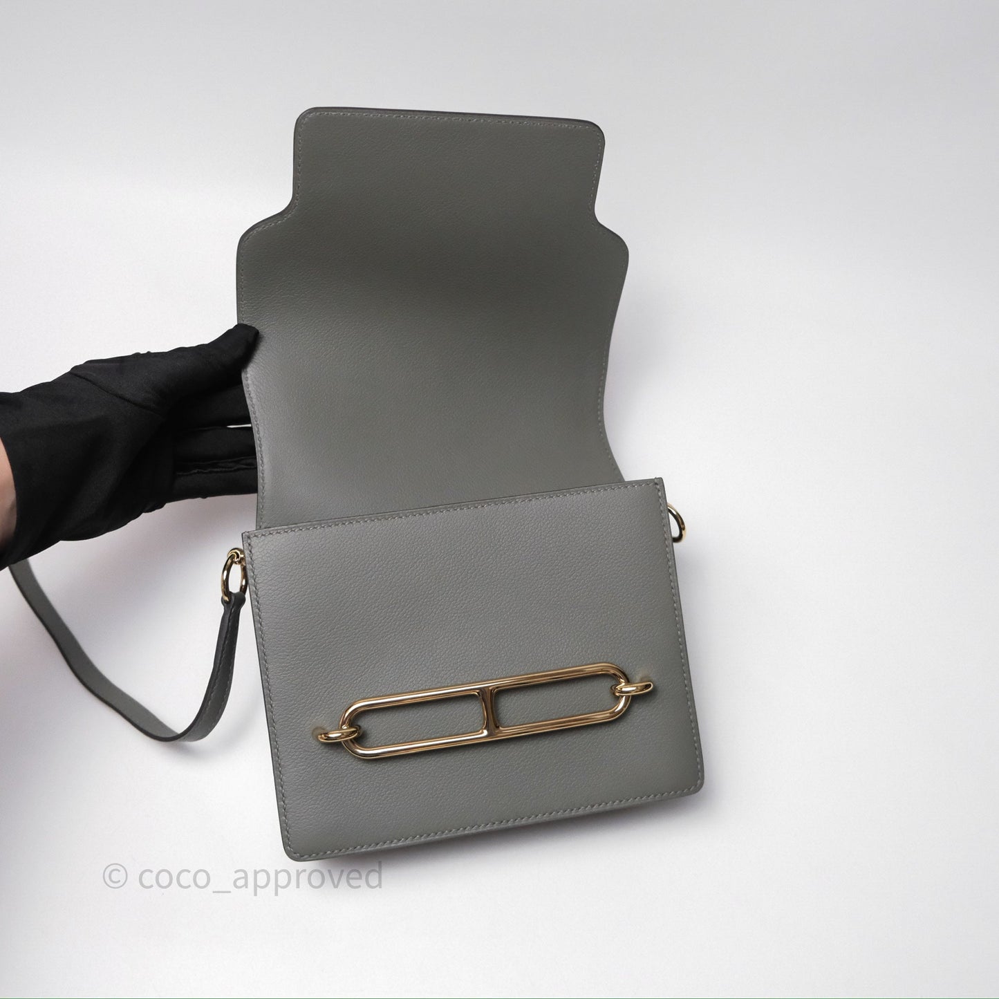 Hermès Roulis Mini 18 Gris Meyer 0L Evercolor Permabrass Hardware