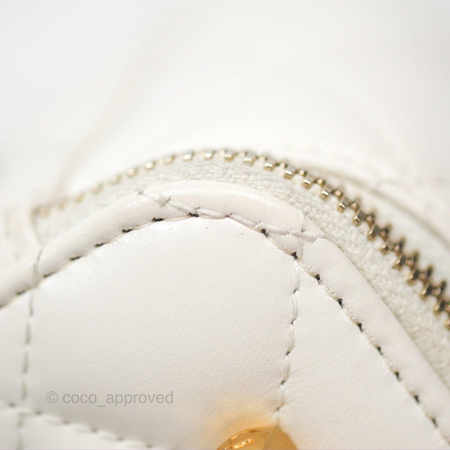 Chanel Quilted Mini Perfect Fit Vanity With Chain White Calfskin Aged Gold Hardware