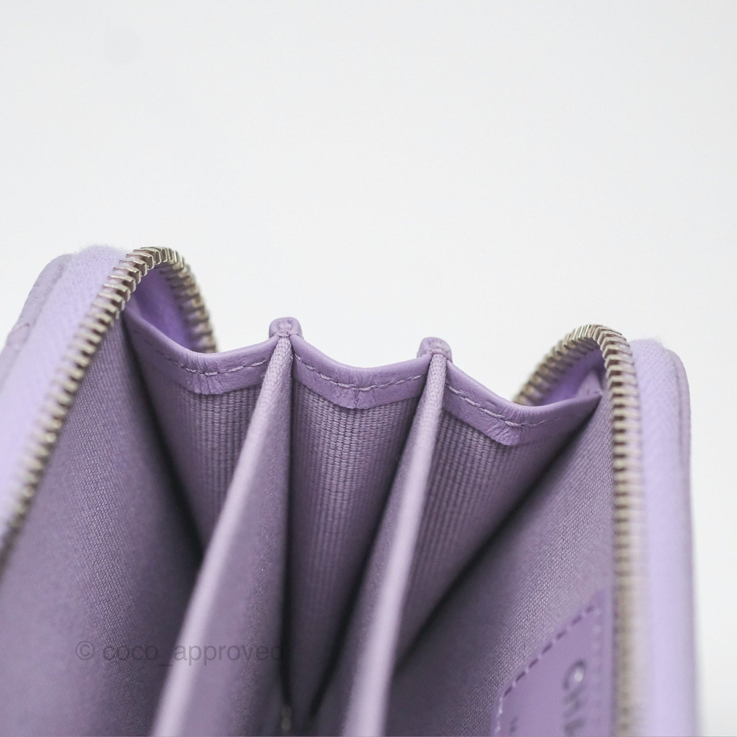 Chanel Classic Zipped Coin Purse Lilac Caviar Silver Hardware