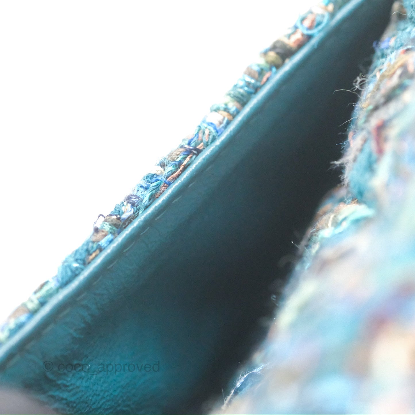 Chanel Mini Rectangular Flap Teal Tweed Gold Hardware