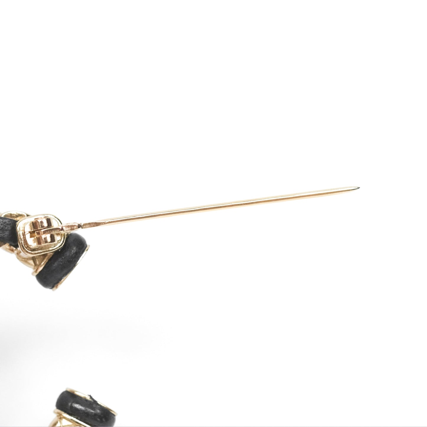 Chanel CC Black Lambskin Brooch in Gold Tone 21S