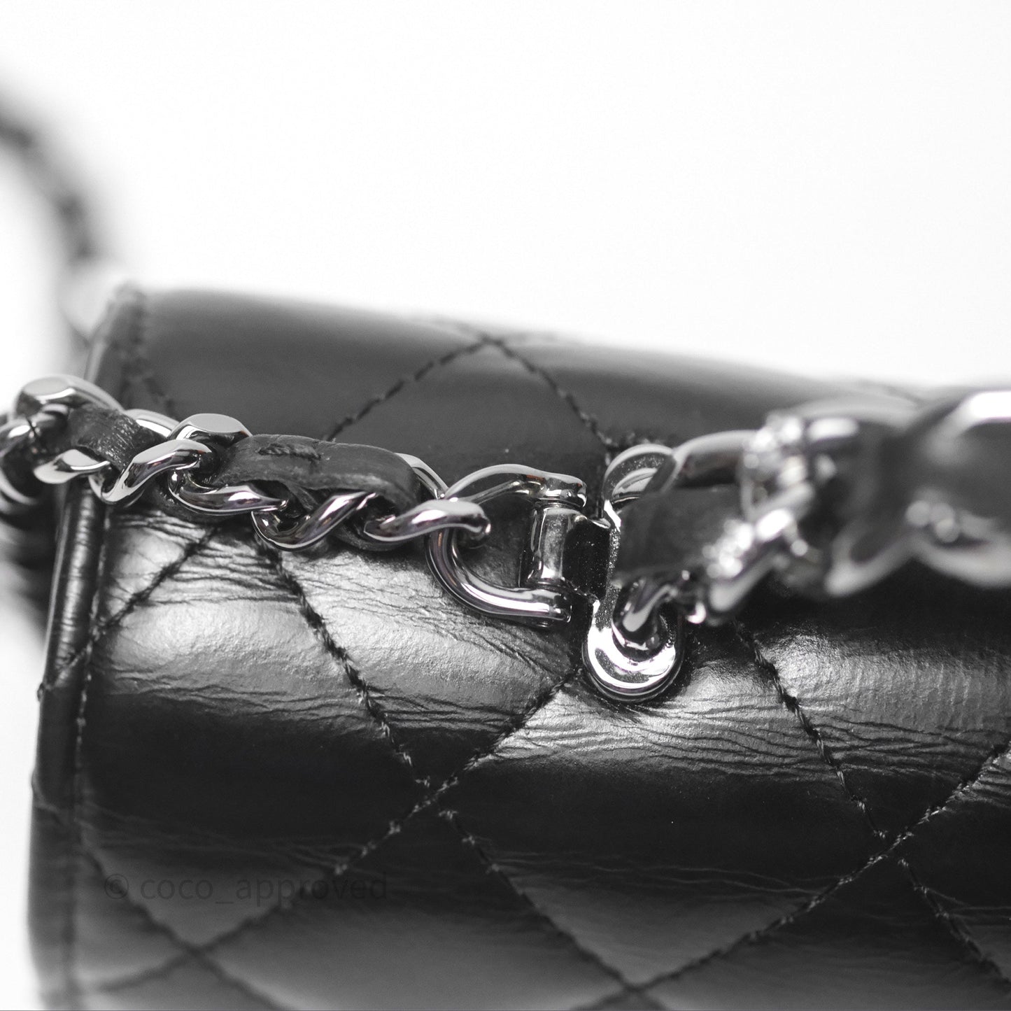 Chanel Mini Crystal Top Handle Wallet On Chain WOC Black Calfskin Gun Metal Hardware 23K