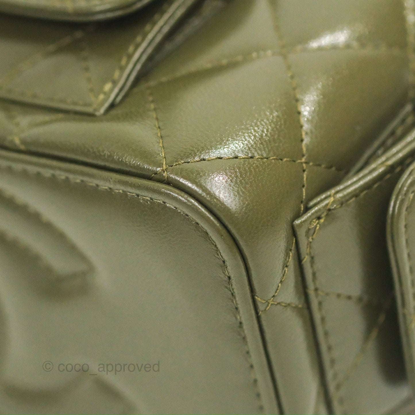 Chanel Cargo Pocket Top Handle Vanity with Chain Khaki Green Lambskin 22K