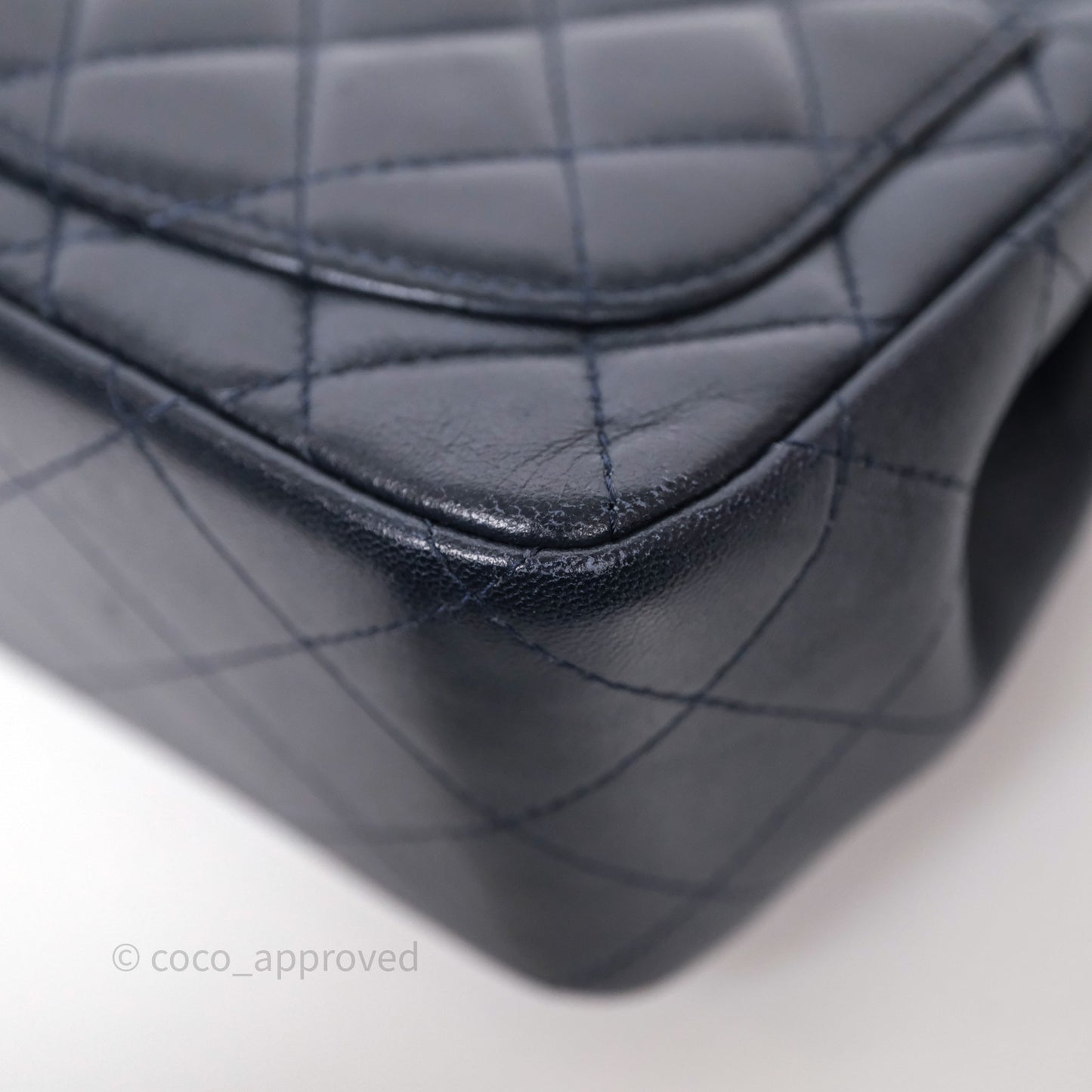 Chanel Mini Square Flap Quilted Navy Lambskin Gold Hardware