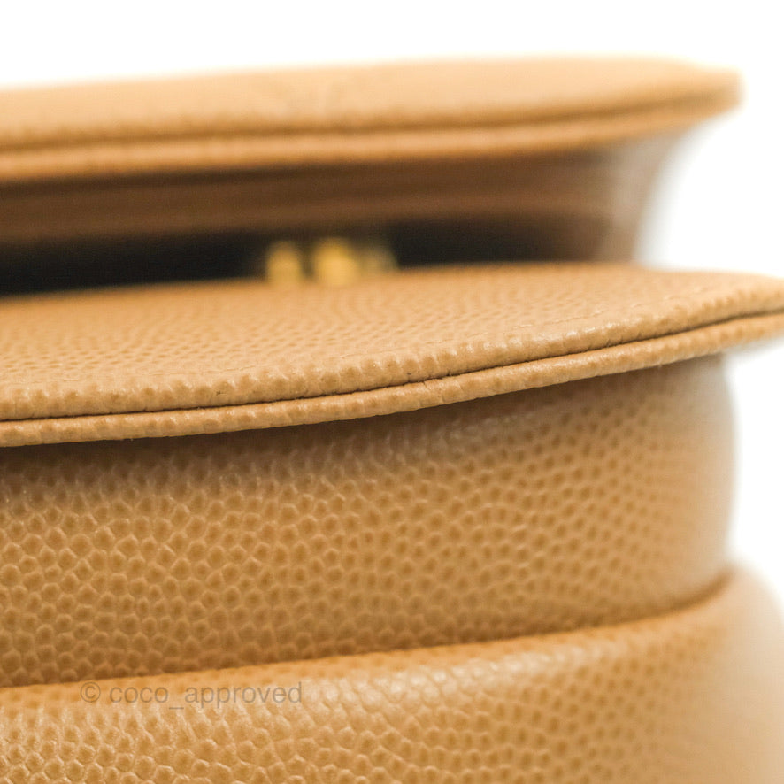 Chanel Mini Messenger Bag Beige Caviar Gold Hardware 21K
