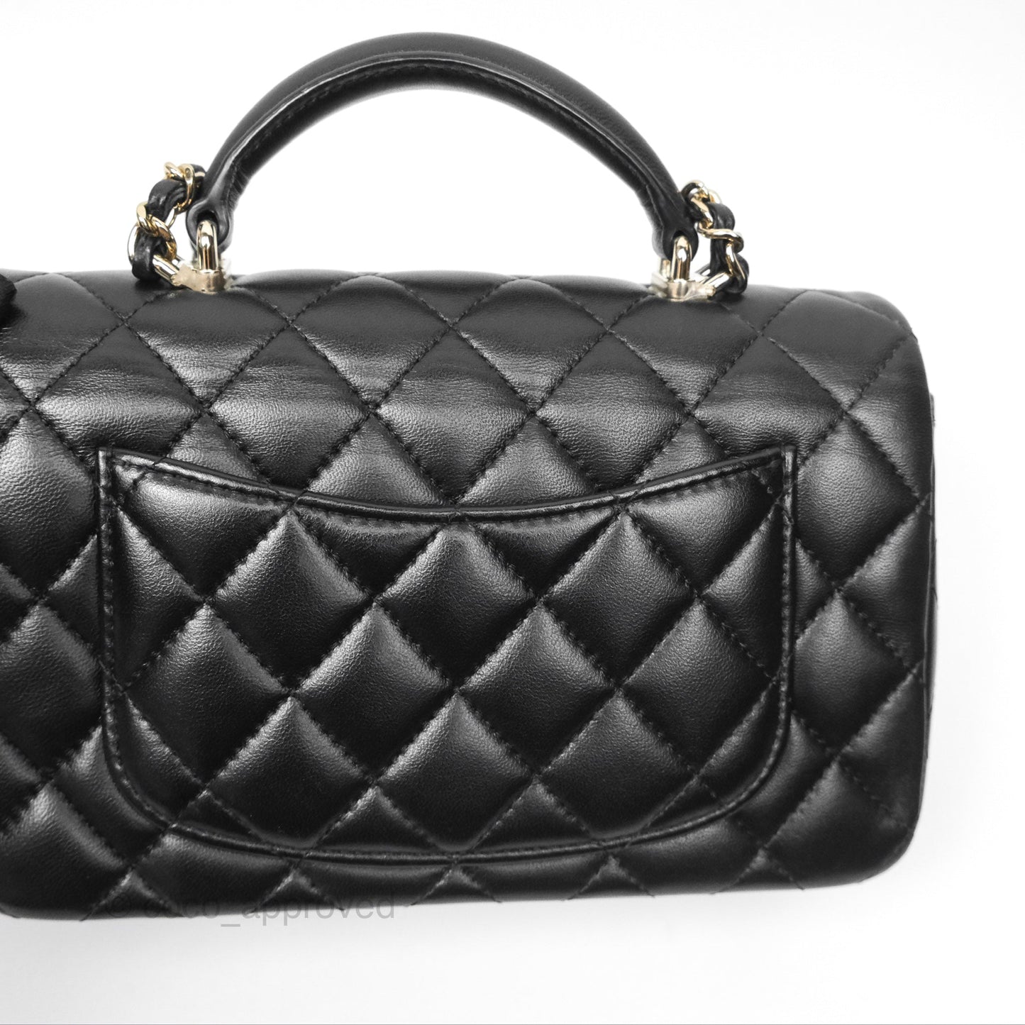 Chanel Top Handle Mini Rectangular Flap Bag Black Lambskin Gold Hardware