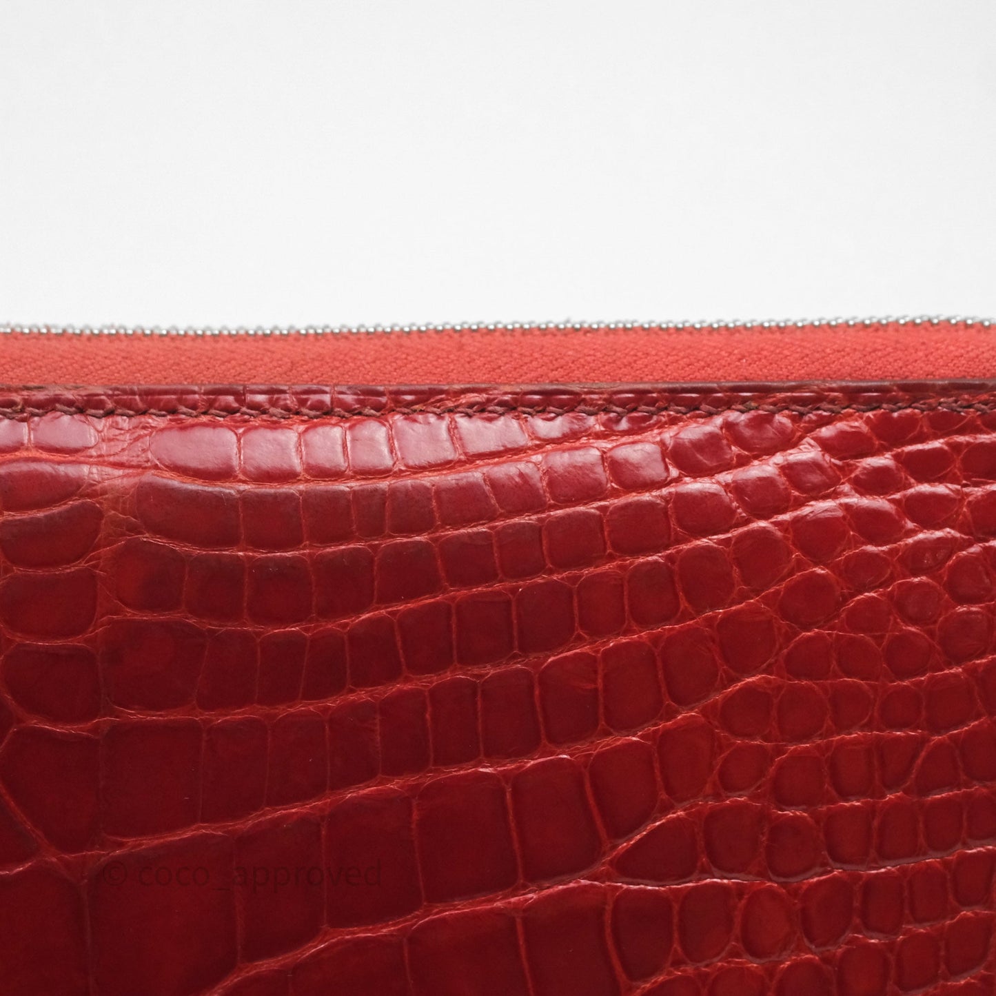 Hermès Azap Wallet Red Alligator Palladium Hardware