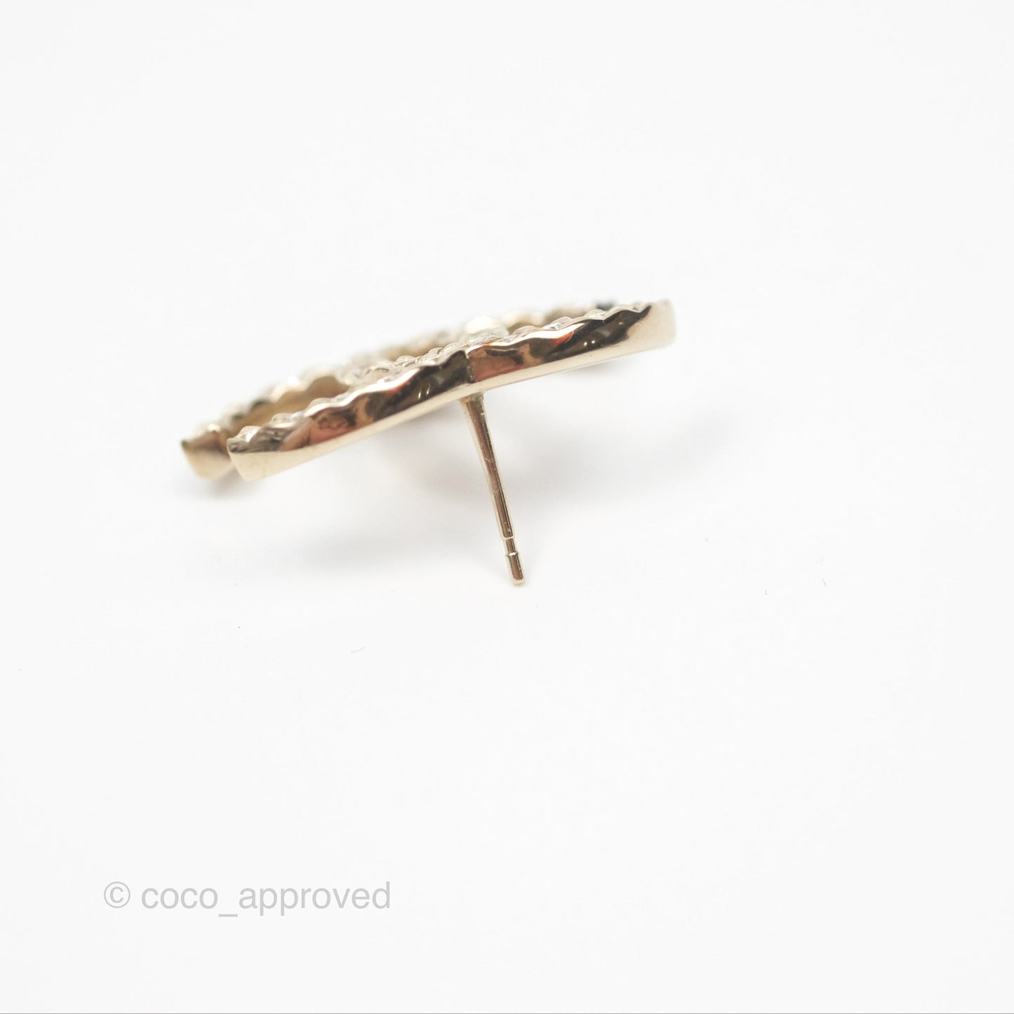 Chanel Crystal CC Earrings Gold Tone 20A