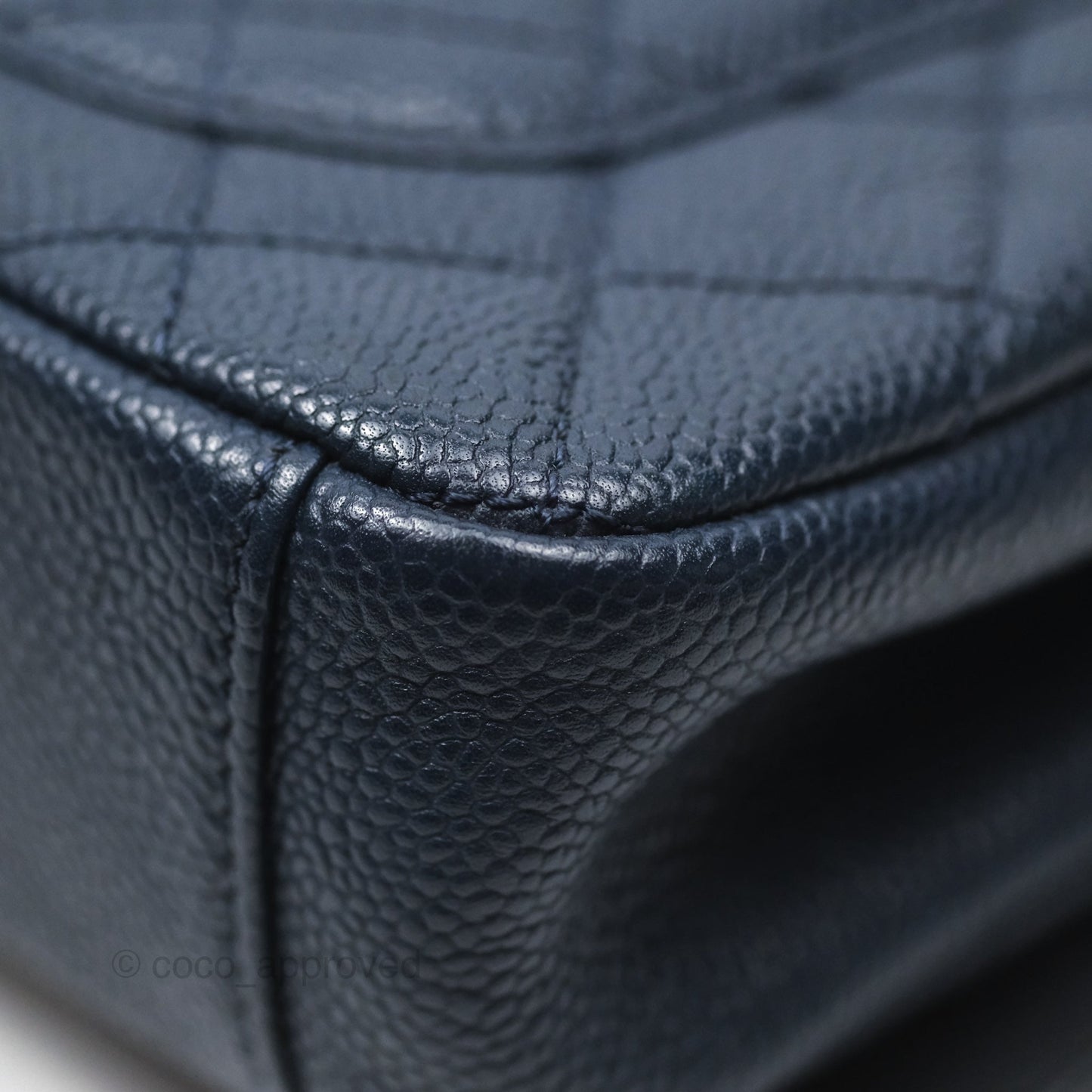 Chanel Small CC Filigree Flap Quilted Navy Black Caviar Aged Gold Hardware
