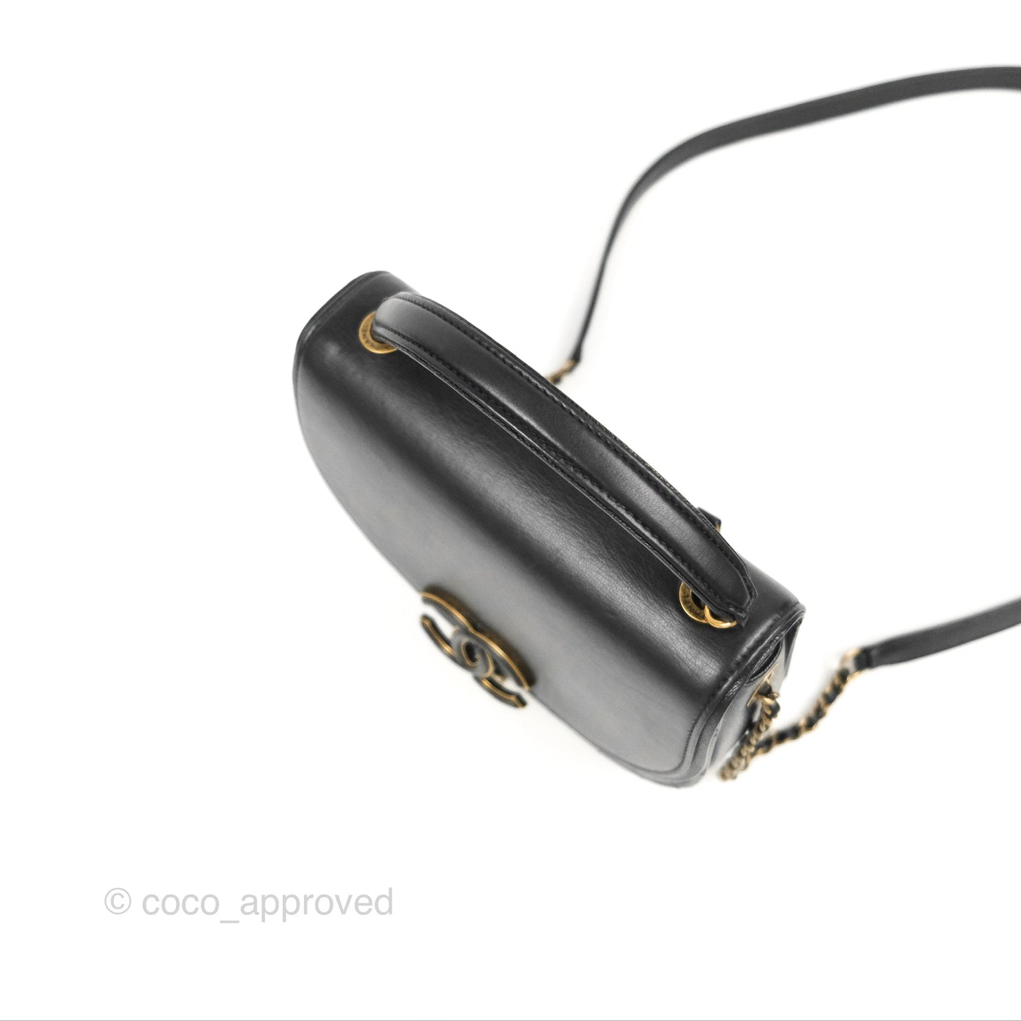 Chanel Small Coco Curve Flap Black Goatskin Antique Gold Hardware