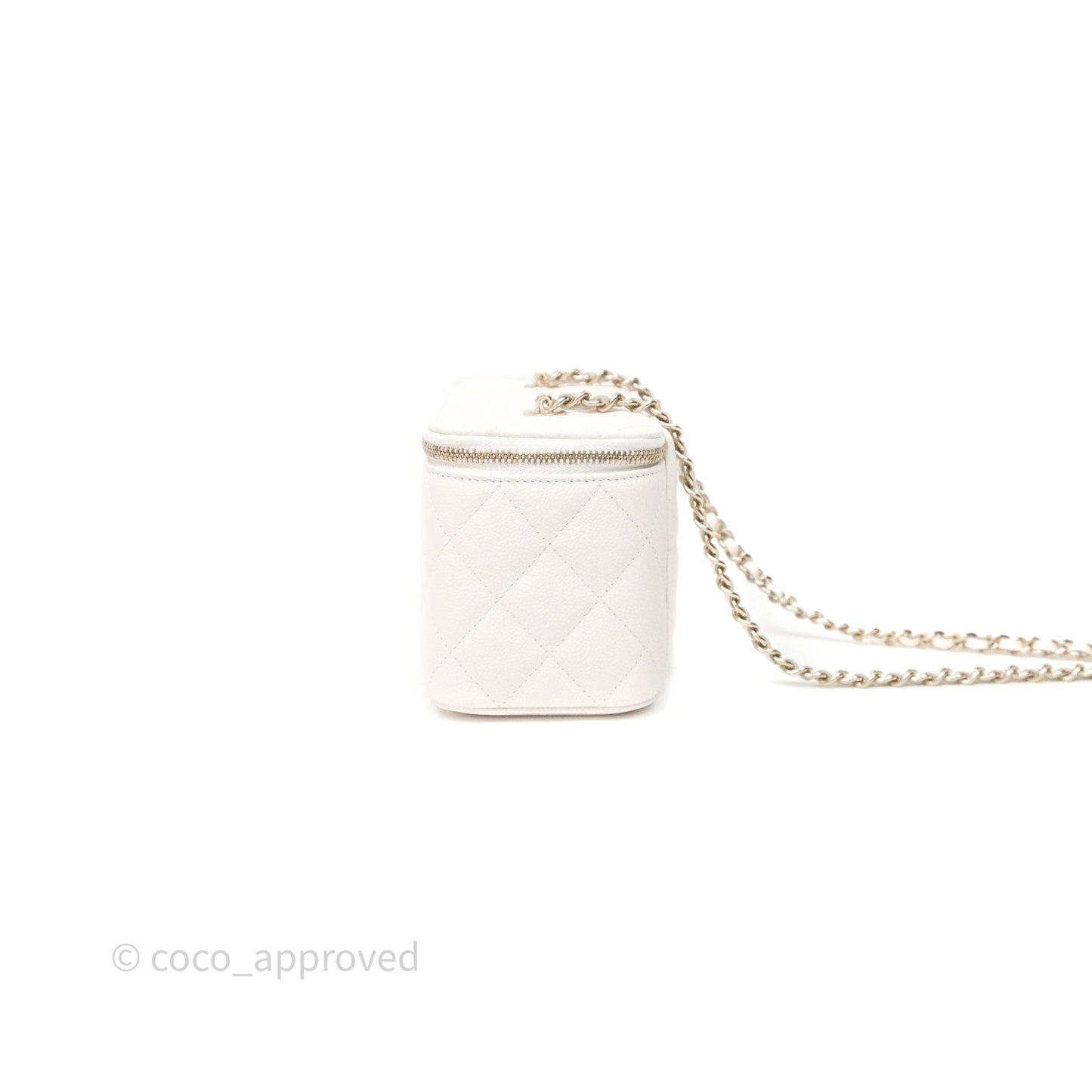 Chanel Classic Vanity Rectangular with Chain White Caviar Gold Hardware