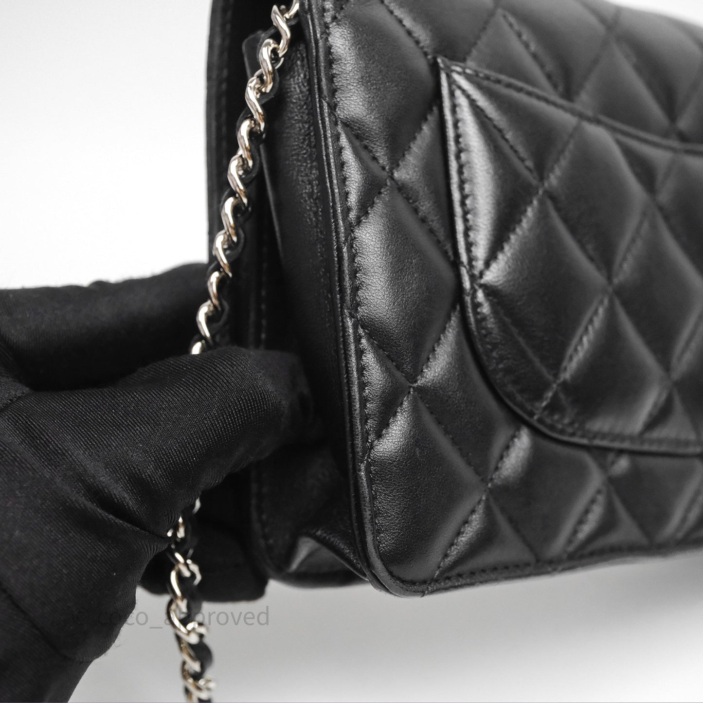 Chanel Quilted WOC Black Lambskin Silver Hardware
