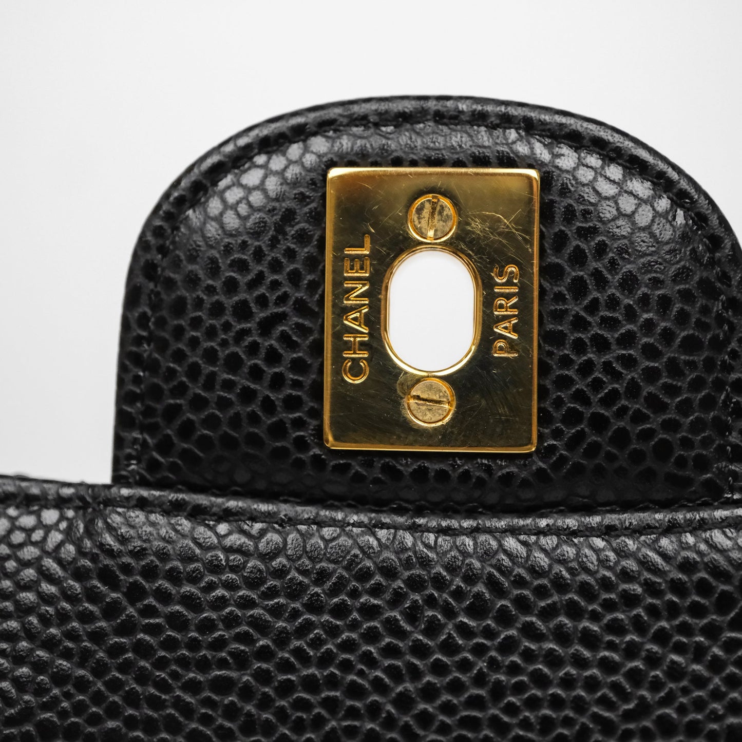 Chanel Classic M/L Medium Flap Quilted Black Caviar Gold Hardware