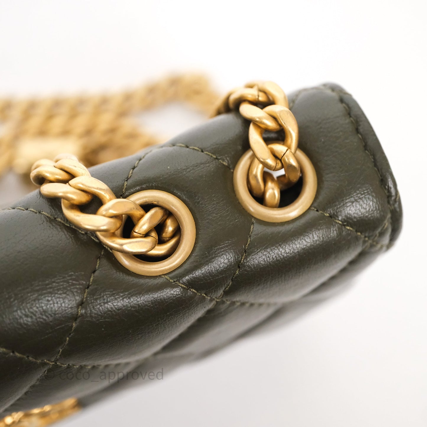 Chanel All Slide Adjustable Chain Phone Holder WOC Olive Green Lambskin