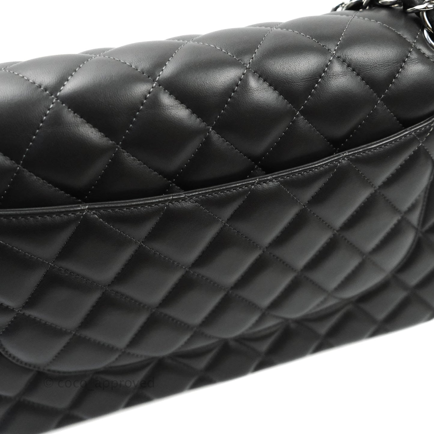 Chanel Jumbo Double Flap Dark Grey Lambskin Silver Hardware⁣⁣