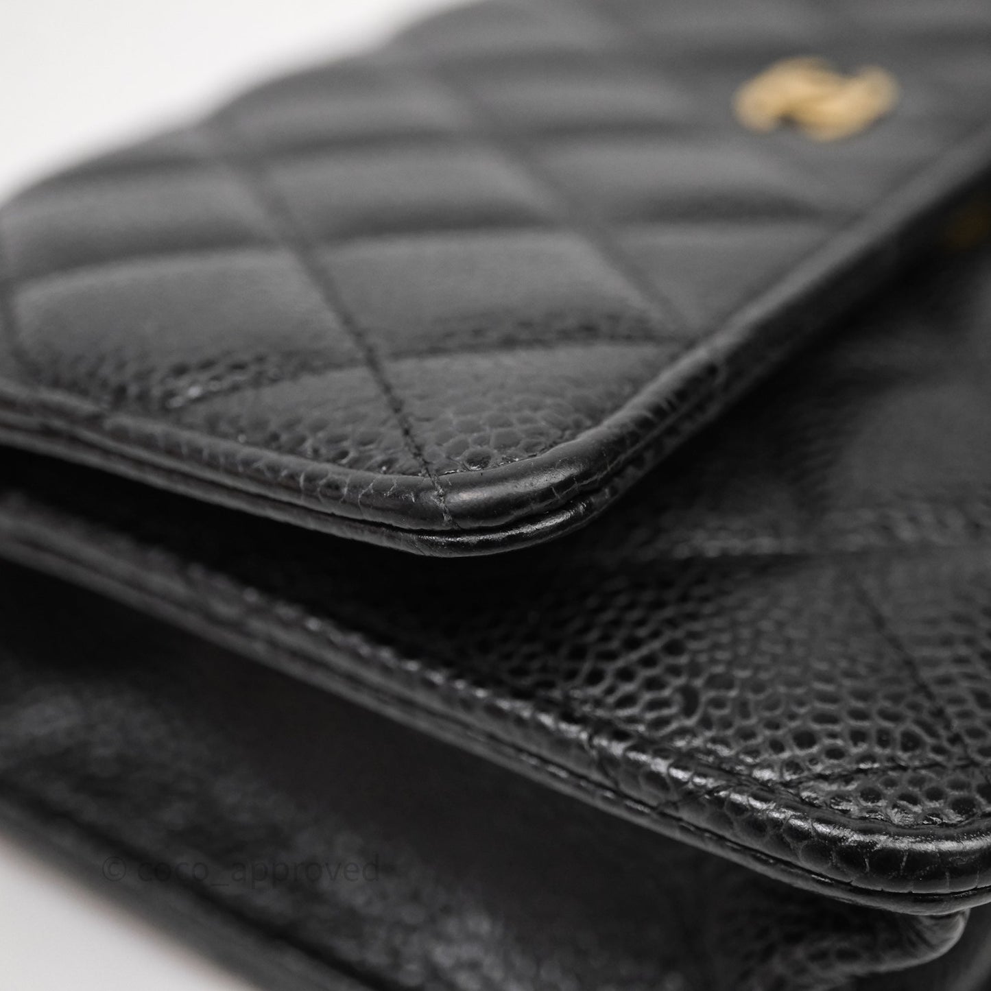 Chanel Classic Wallet On Chain WOC Quilted Black Caviar Gold Hardware