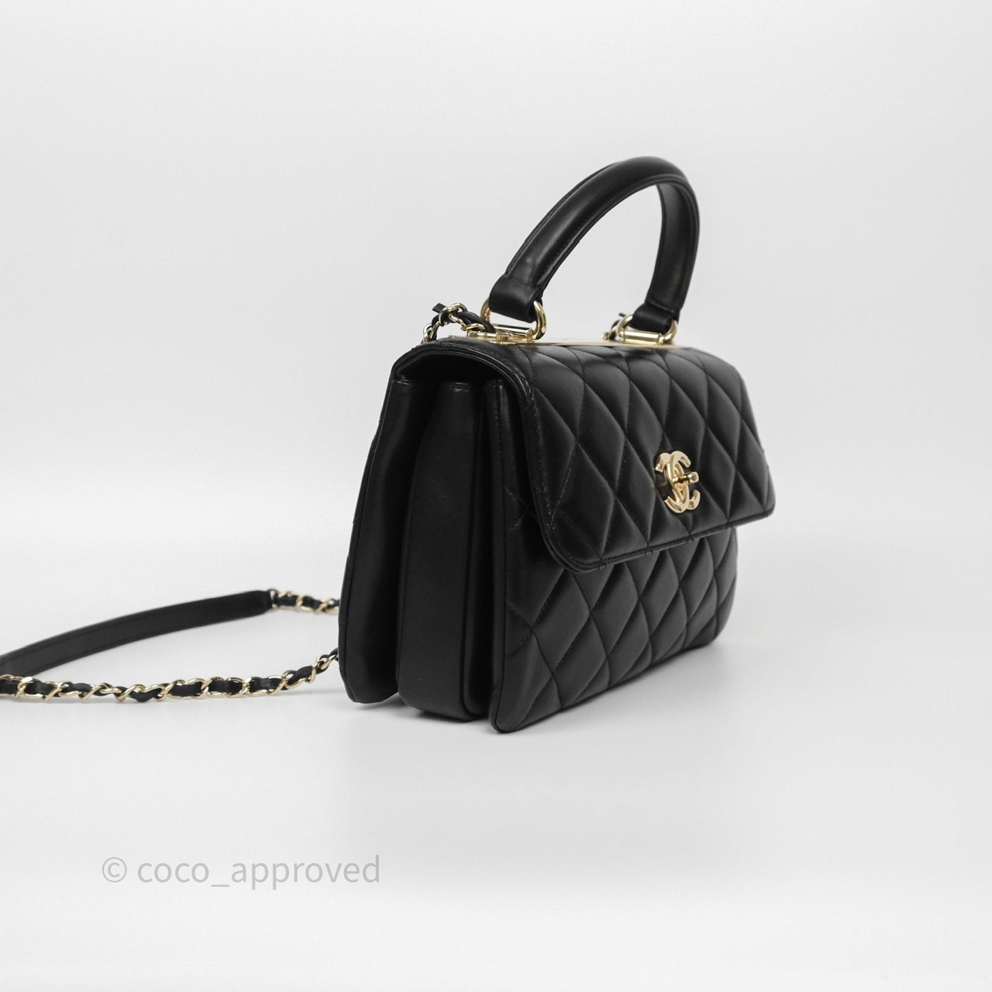 Chanel Small Trendy CC Black Lambskin Gold Hardware