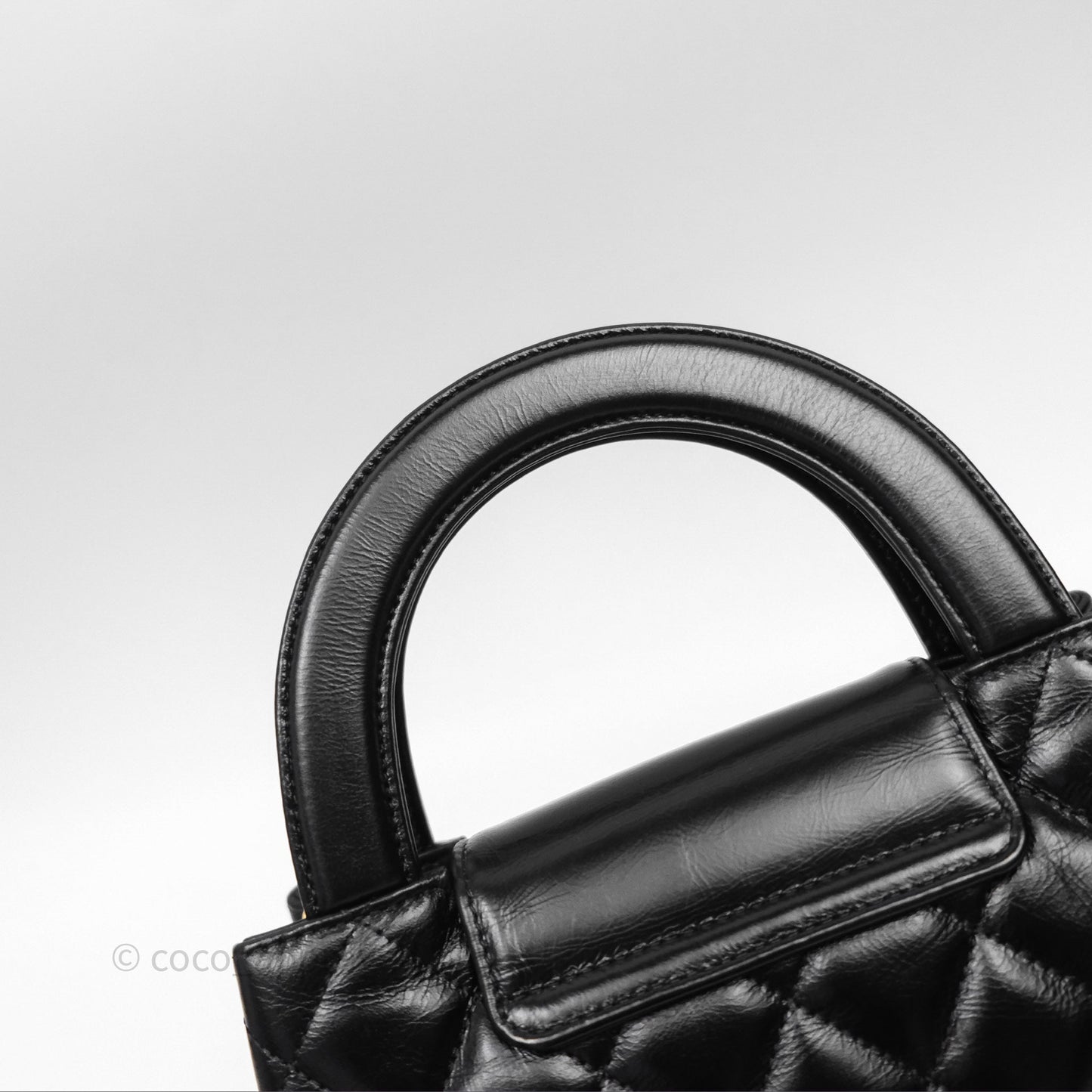 Chanel Kelly Bag Quilted Black Shiny Crumpled Calfskin Aged Gold Hardware