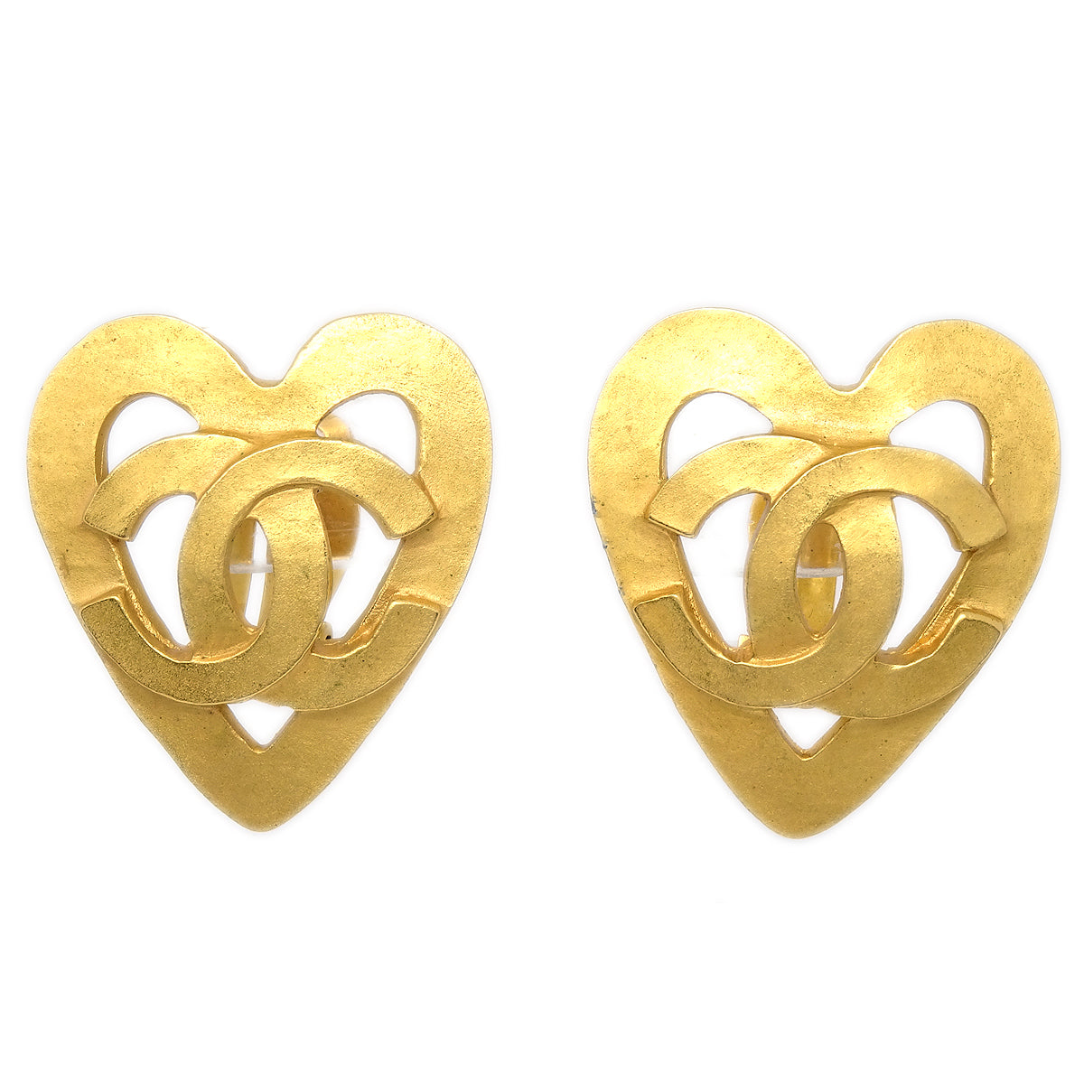Luxury Chanel 1995 Heart Earrings Gold Clip-On 95P