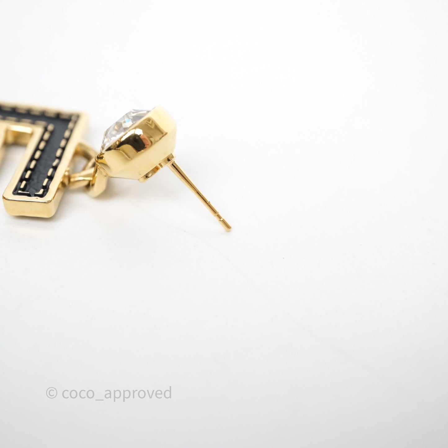 Chanel Crystal No.5 Drop Earrings Gold Tone 23S