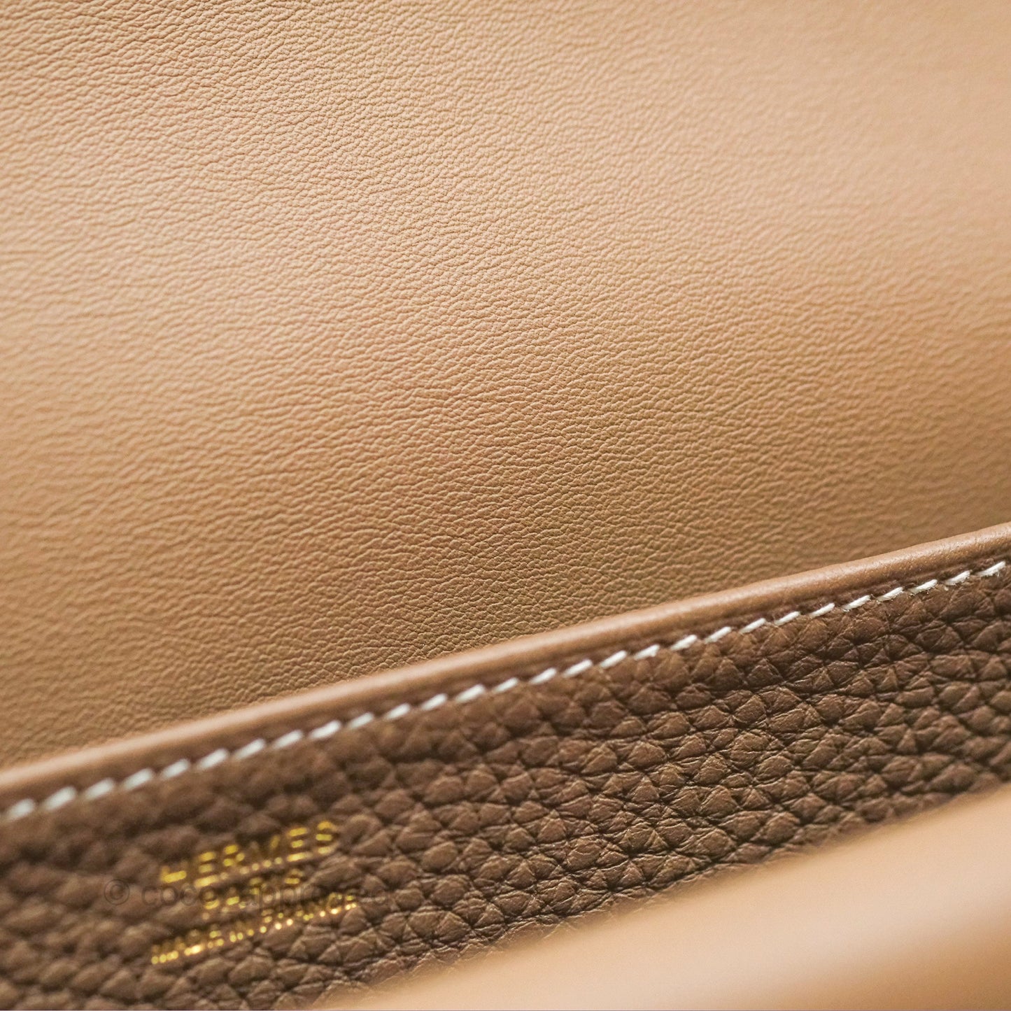 Hermès Halzan 31 Etoupe Clemence Gold Hardware