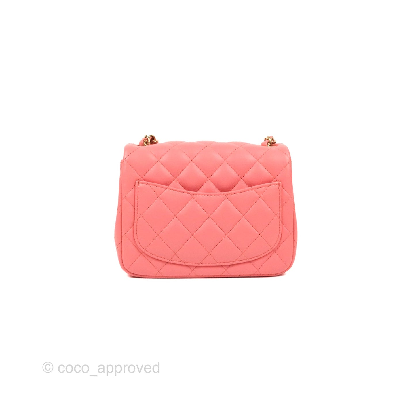Chanel Quilted Mini Square Flap Pink Lambskin Gold Hardware