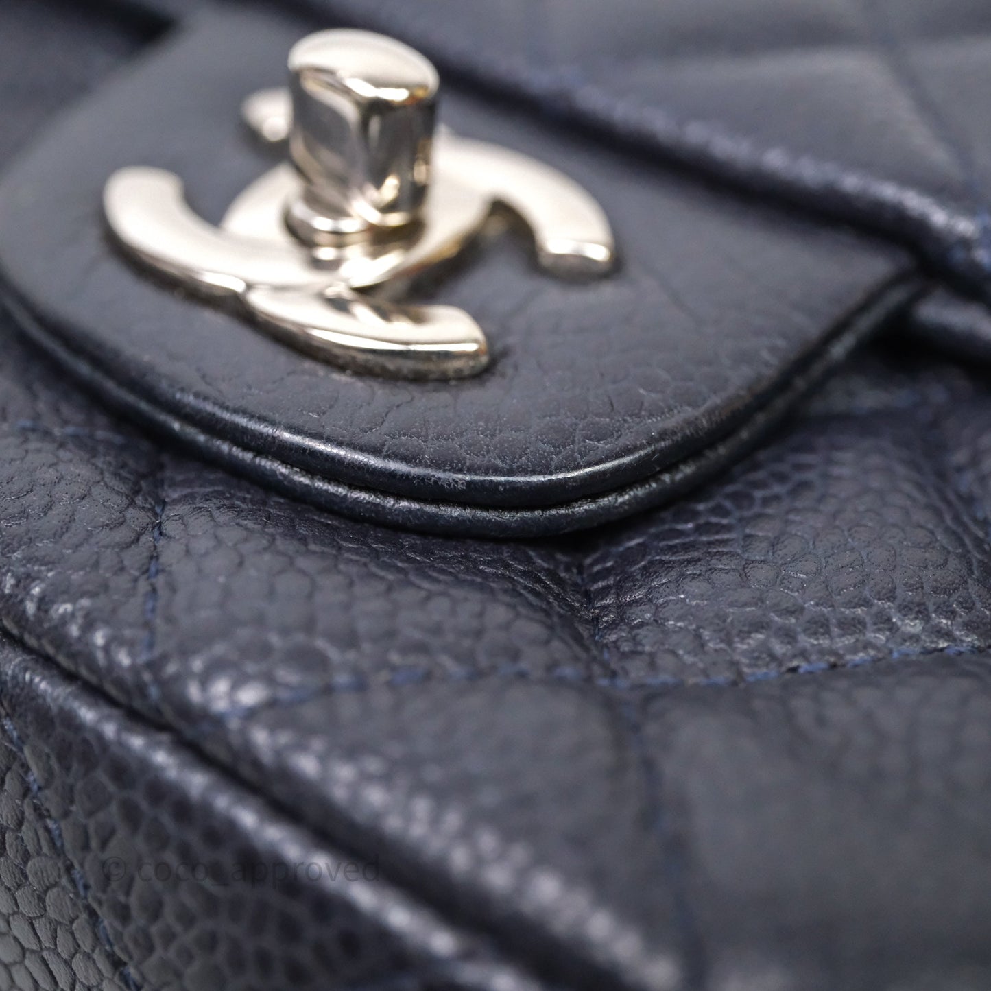 Chanel Mini Rectangular Quilted Dark Navy Caviar Silver Hardware