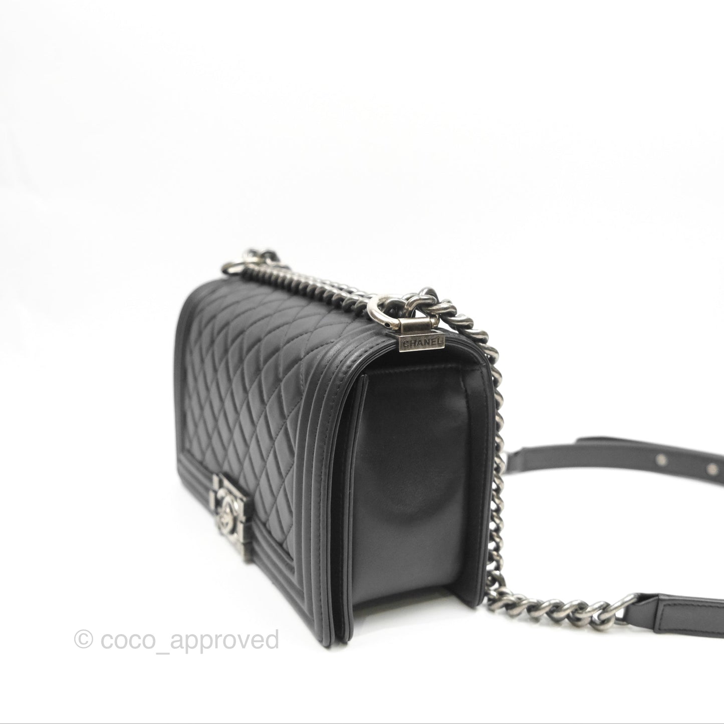 Chanel Medium Boy Quilted Black Lambskin Ruthenium Hardware