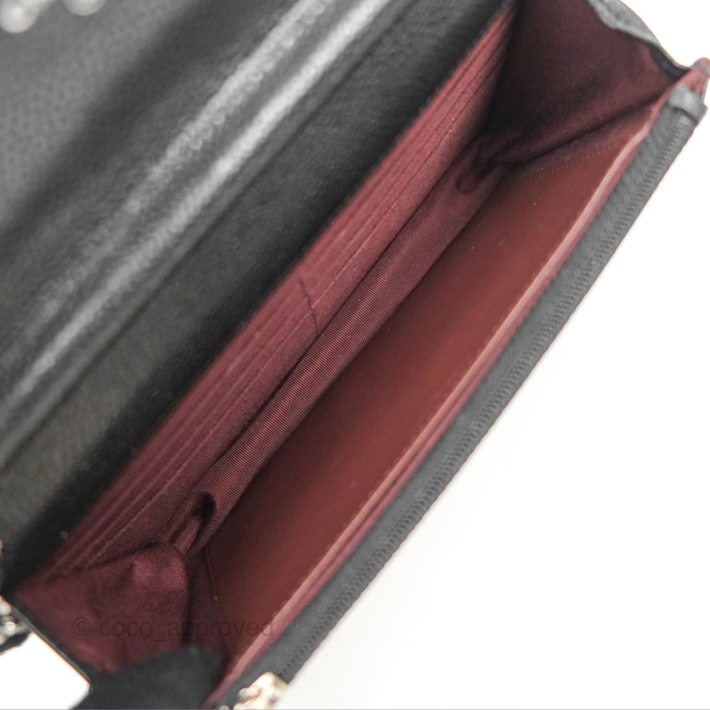 Chanel Classic Chevron Wallet on Chain WOC Black Caviar Silver Hardware