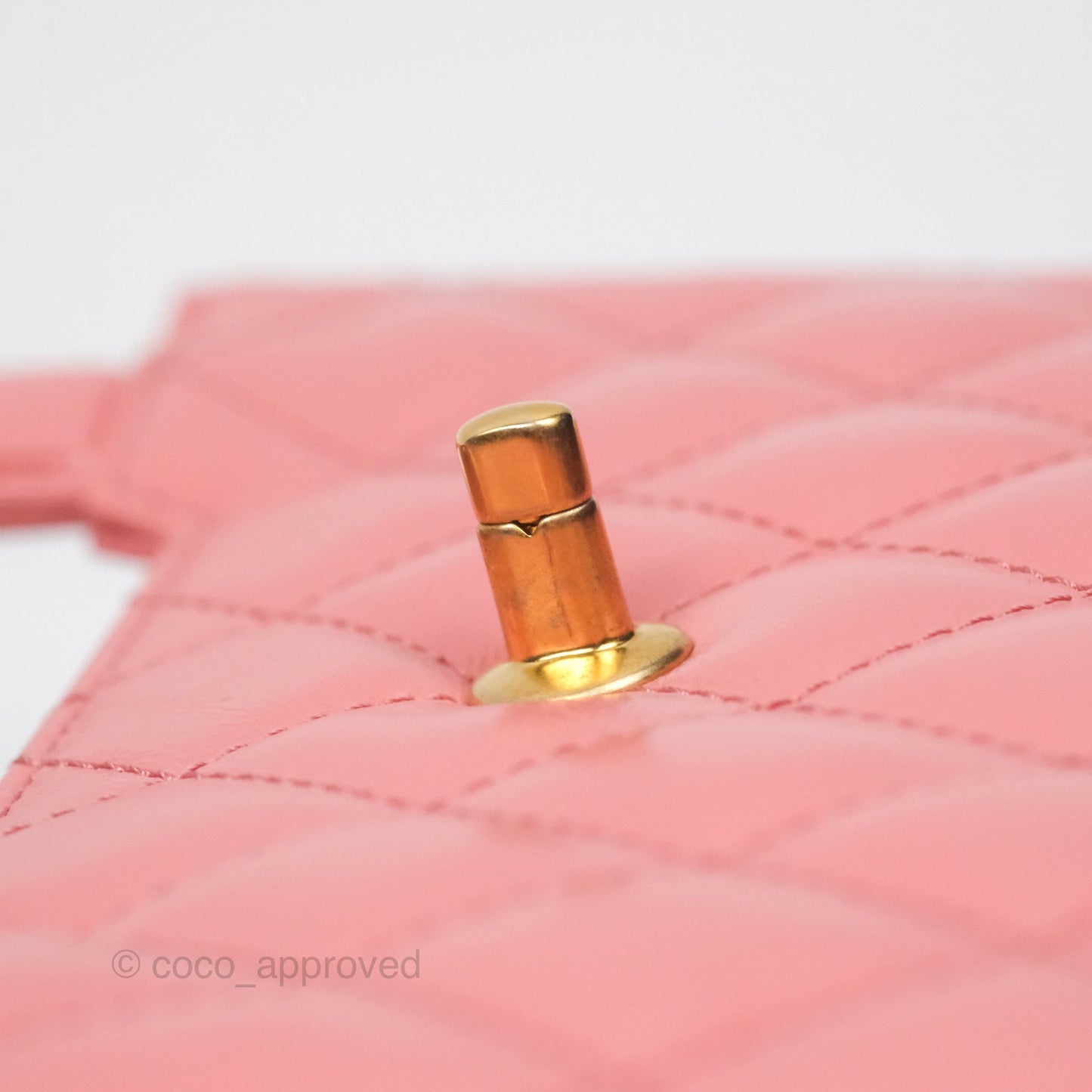 Chanel Kelly Bag Quilted Pink Shiny Calfskin Aged Gold Hardware