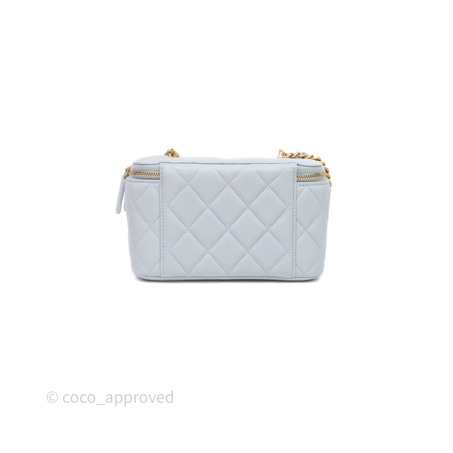 Chanel Vanity with Adjustable Chain Blue Lambskin Aged Gold Hardware