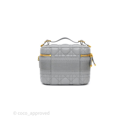 Christian Dior Small Diortravel Vanity Case Grey Lambskin Cannage